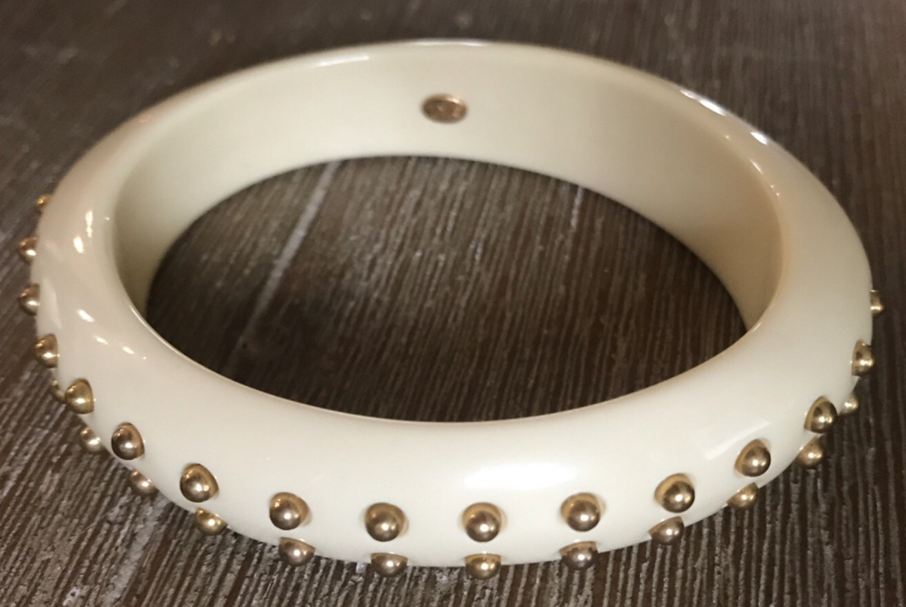 VTG Kenneth J. Lane signed Oval Bangle Bracelet with gold Studs