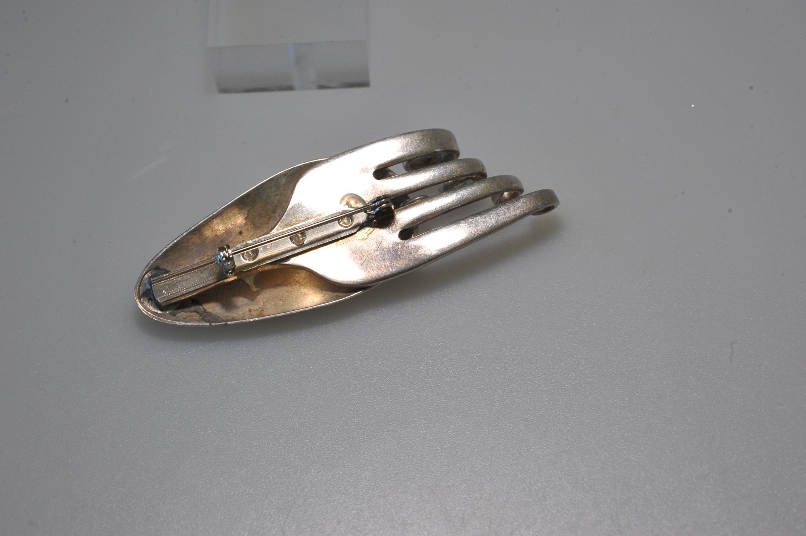 SPORK Brooch Punk Alien Face retro funky steampunk heavy modernist fork spoon ZF