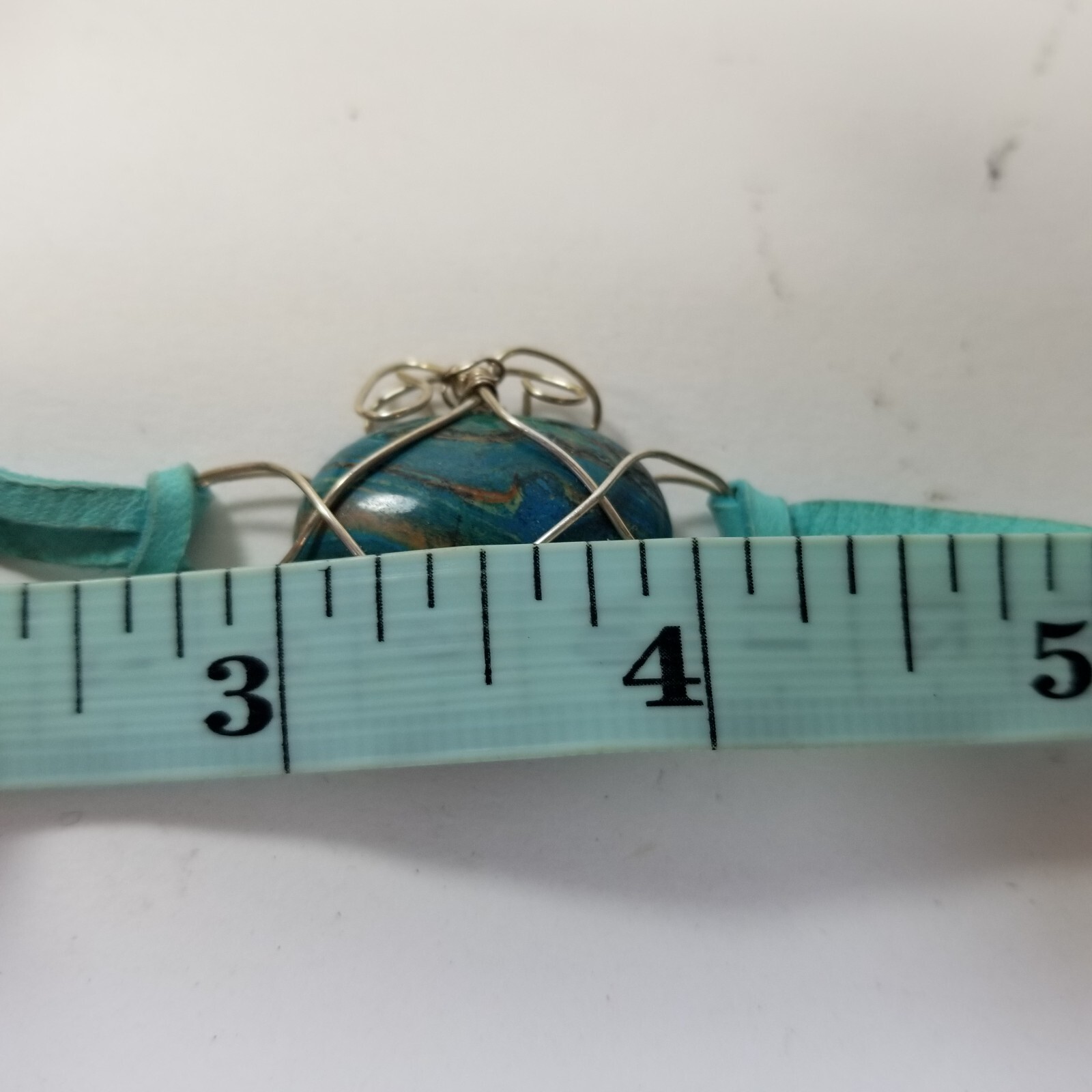 Unique Faux Turquoise Cabochon Silver Tone Bracelet Caged