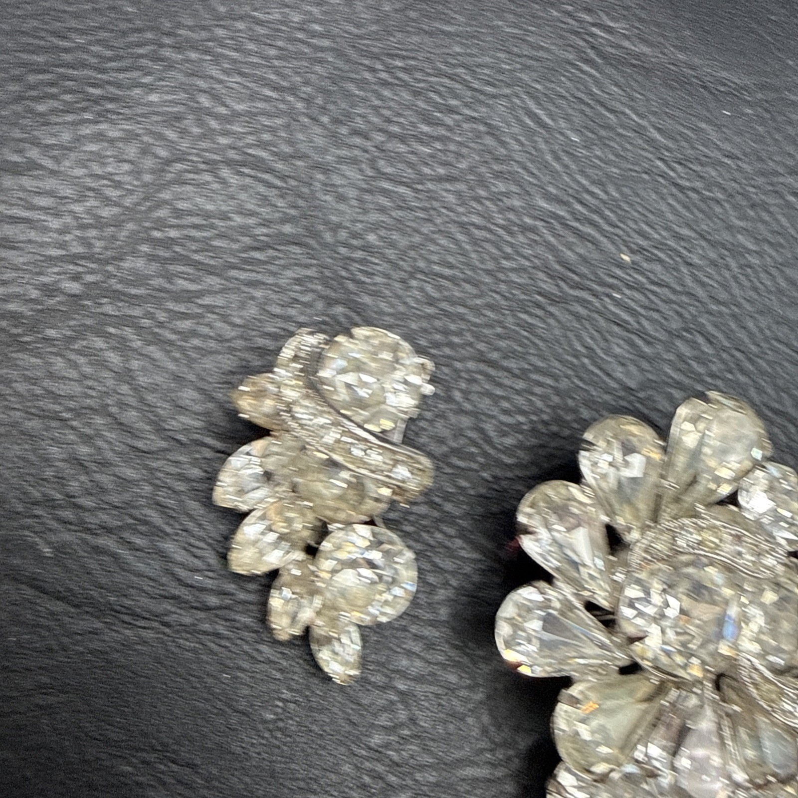 Vintage Eisenberg Ice Rhinestone Brooch and Clip On Earrings Set Signed
