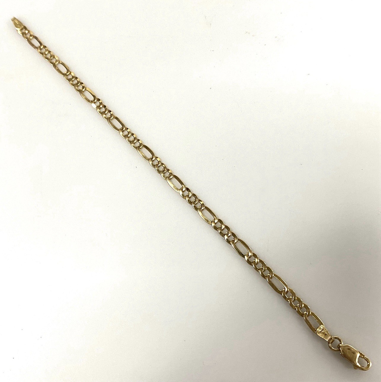 Vintage Italian Solid 14K Yellow Gold Figaro Style Chain Bracelet 7 7/16″ long