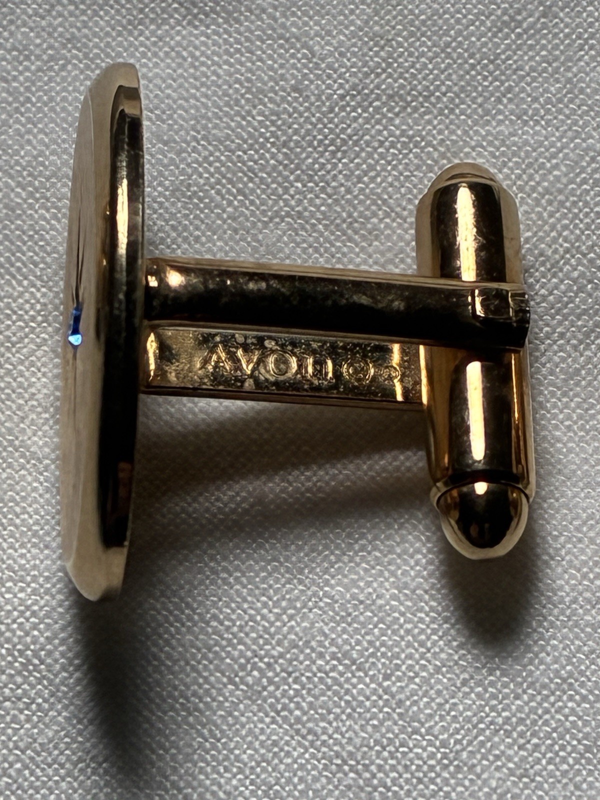Vintage 1971 Avon Gold Tone Starburst Cufflinks Tie Bar Clip Set Blue Rhinestone