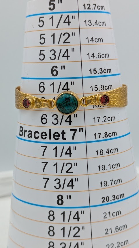 Vintage Hinged Bangle Bracelet Green Stone Gold Tone Textured