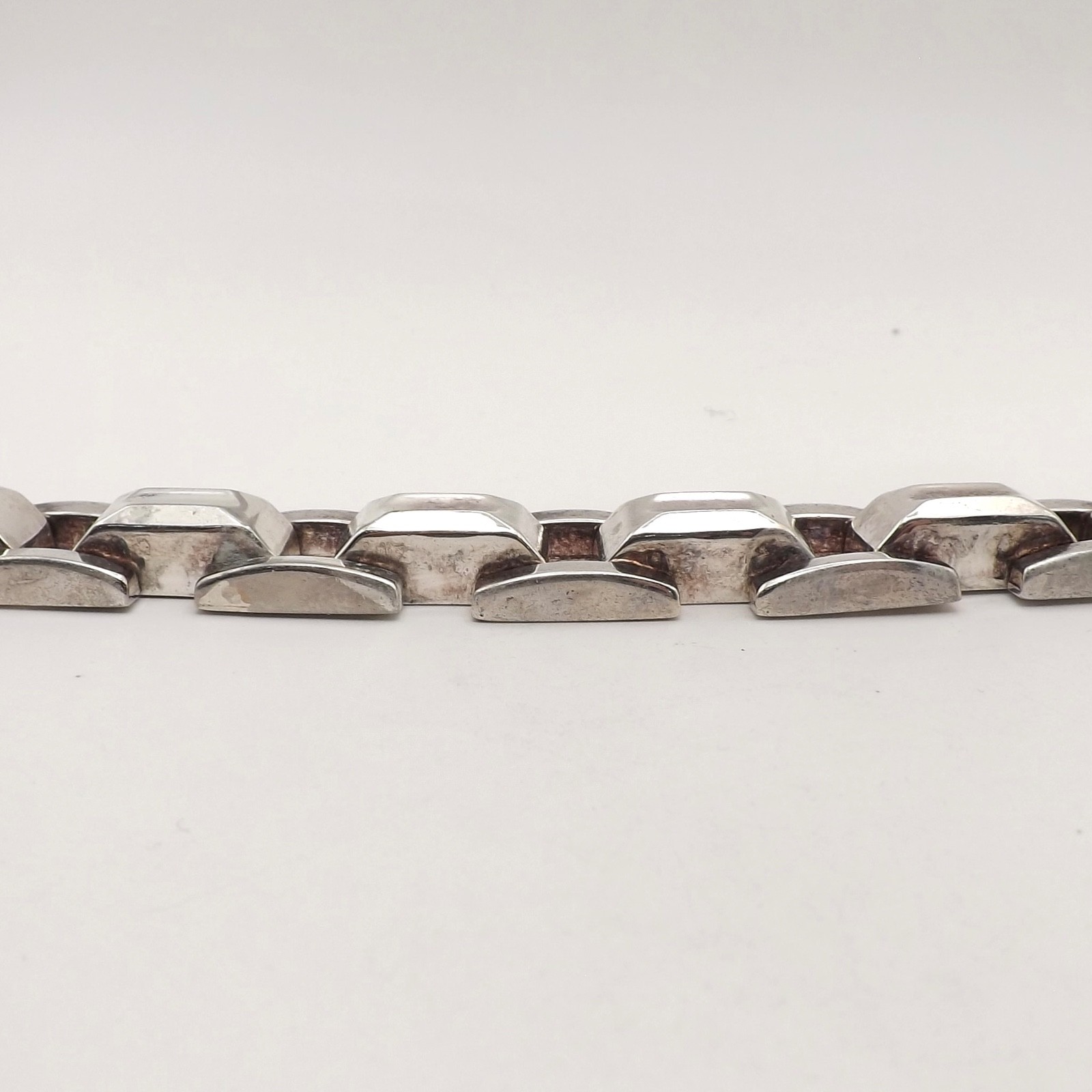 Sterling Silver Puffy Panther Link Bracelet Chunky 7.25in Italy Vintage