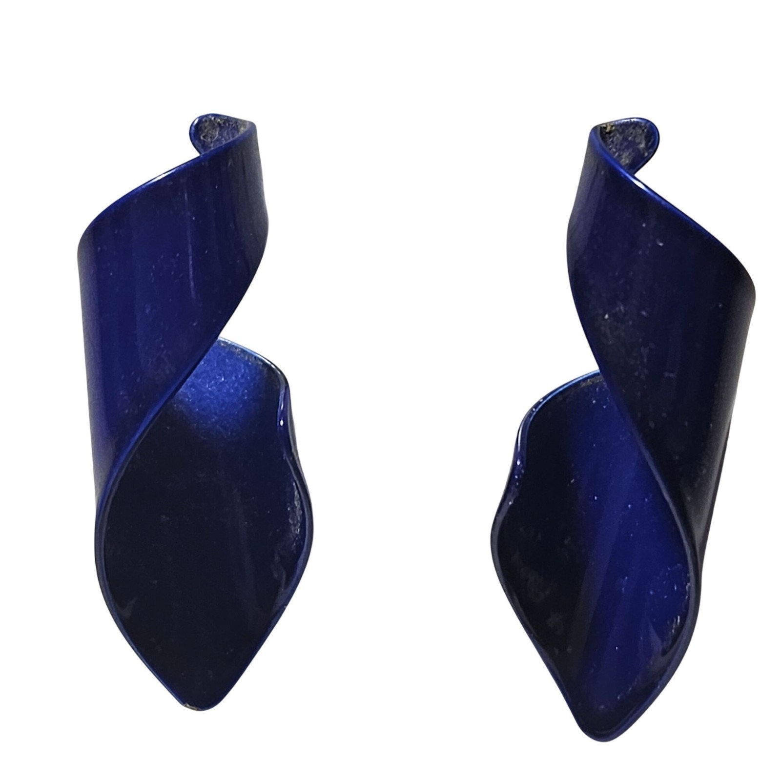 Vintage Blue Enamel Swirl Earrings Classic Statement Retro Fashion Jewelry Women