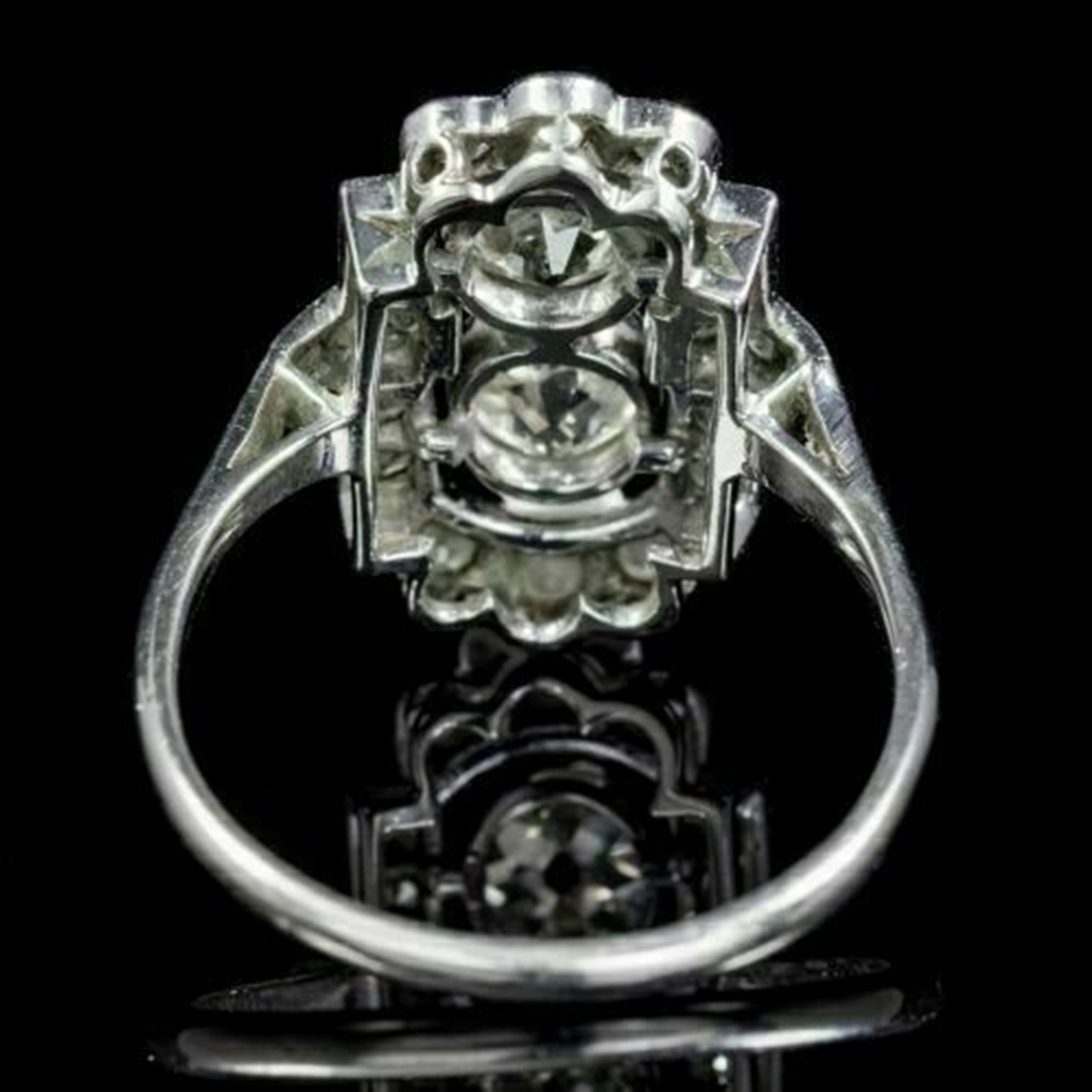 1.53 CT OEC Moissanite Stone Engagement Two Stone Milgrain Ring 925 Silver