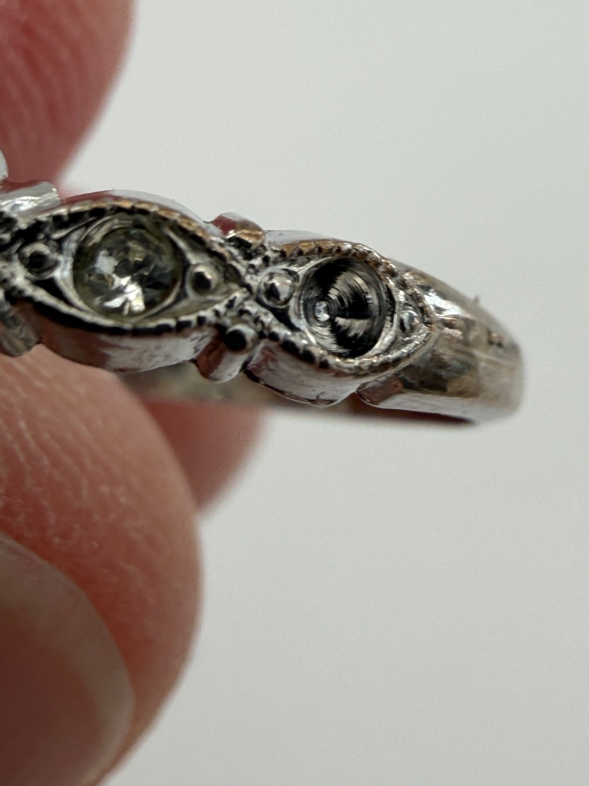 VINTAGE Sterling M-H Silver & Clear Quartz Cocktail Ring, Size ~5.5, SEE NOTES