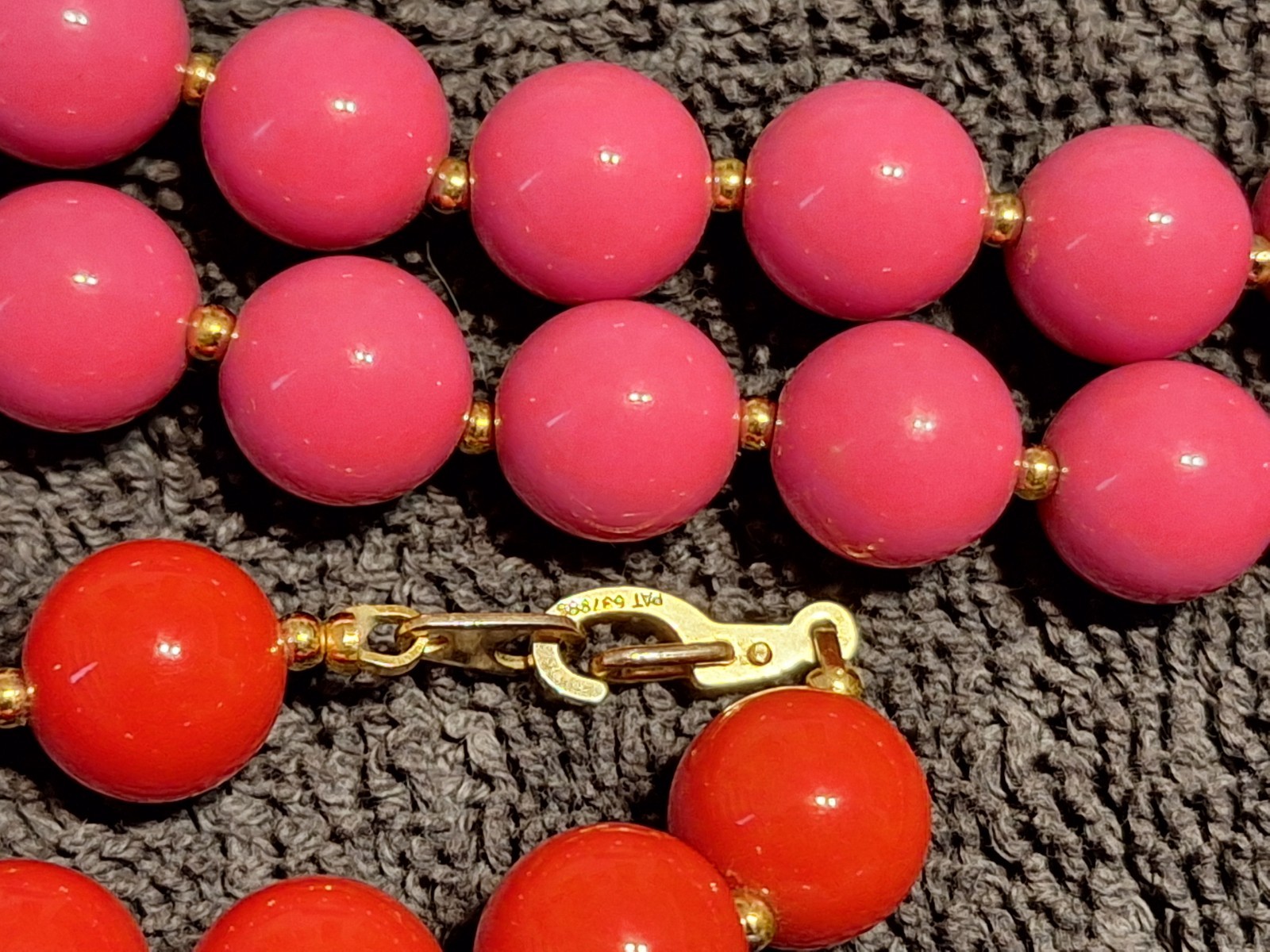 Vintage Lot Of 5 Beaded Costume Necklaces Various Lengths Purple Pink Red