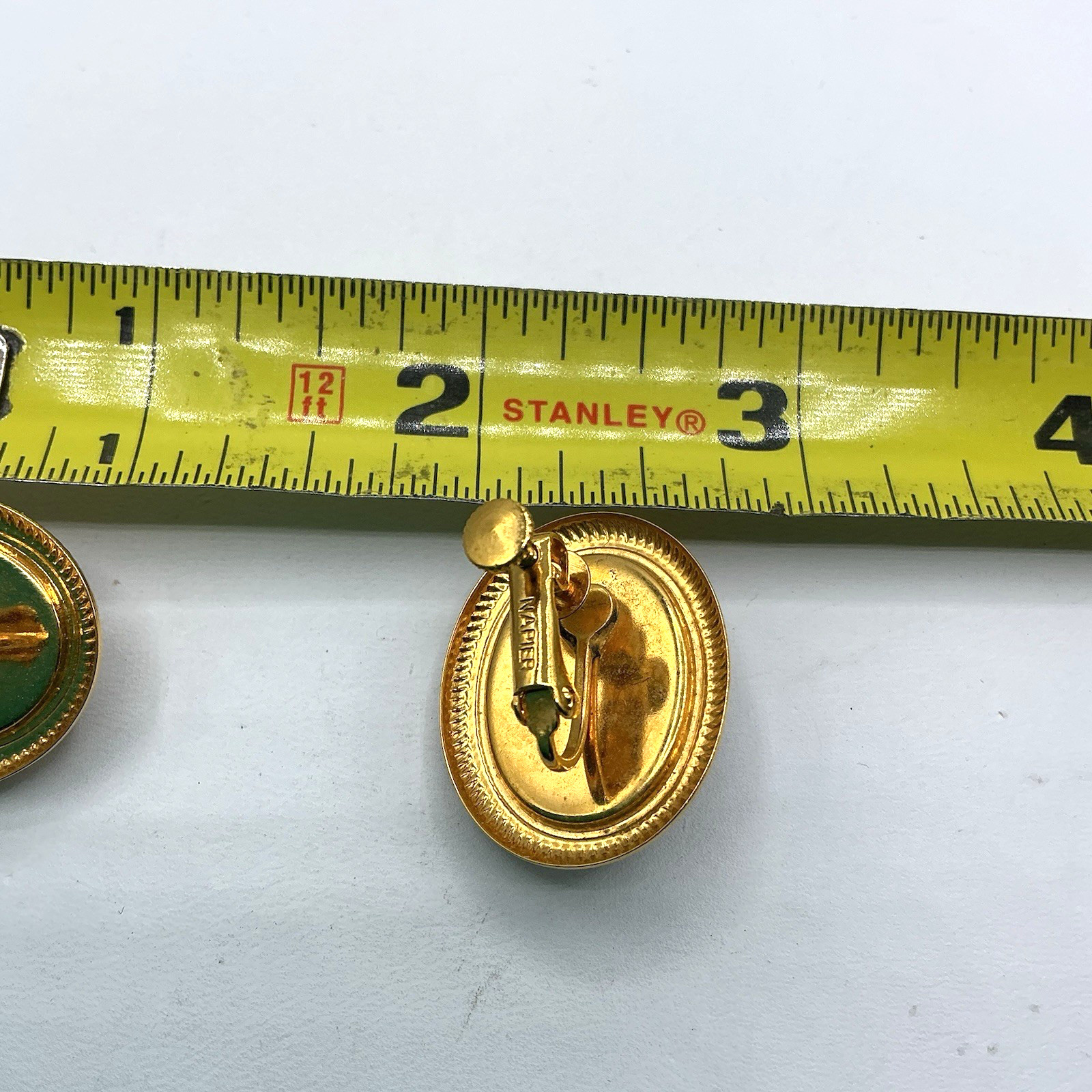 Napier Gold Tone Blue Cabochon Oval Adjustable Screw Back Clip On Earrings