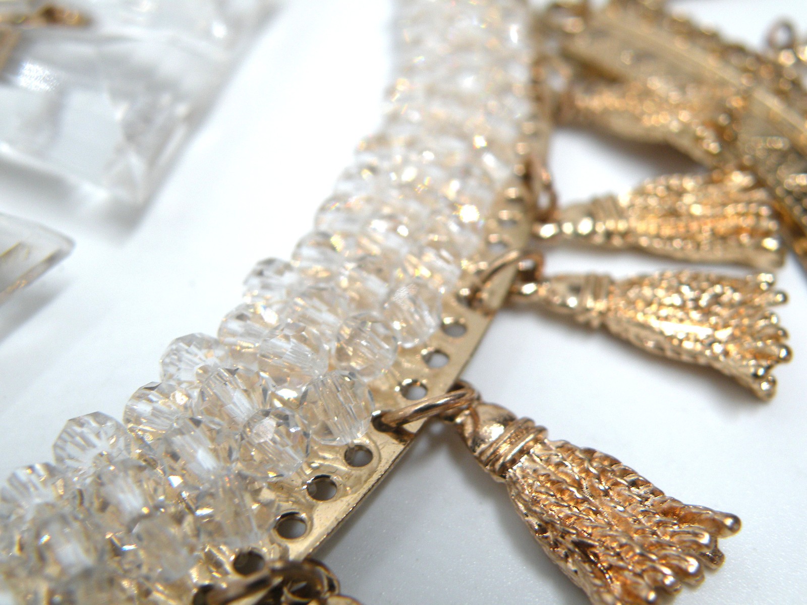 Vtg C Signed Chunky Ballroom Tassel Statement Gold Jewelry Bollywood Necklace