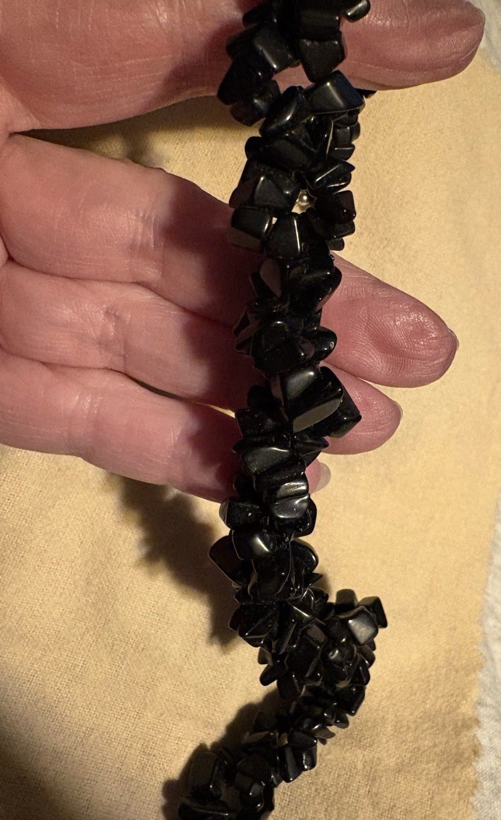 Vintage twisted strands of black coral with matching coral & silver earrings