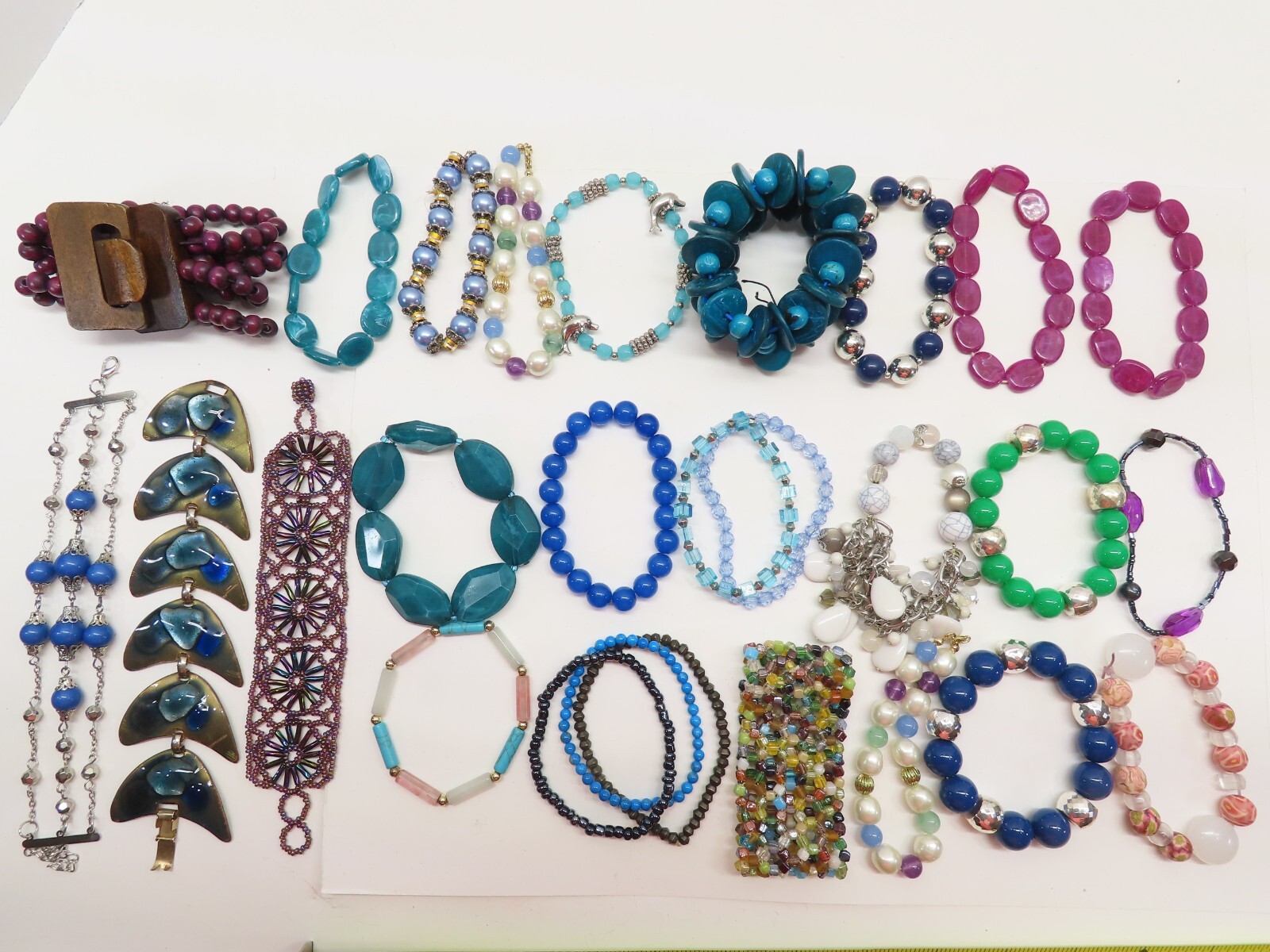 Vintage Stretch Beaded Bracelet Lot Bracelets Jewelry Awesome Seed Beads + D2526