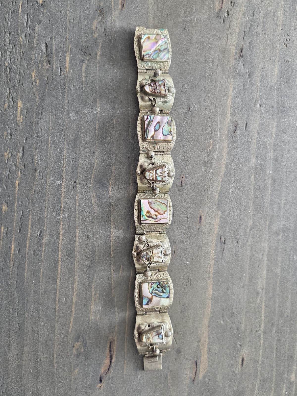 Vintage Alpaca Abalone Ladies Bracelet Signed