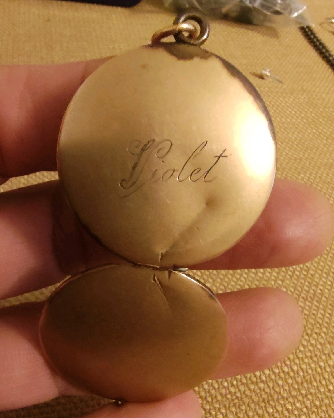 Antique Locket Pictures Marked AAG With A Flag Inside On Both Sides Goldfield?