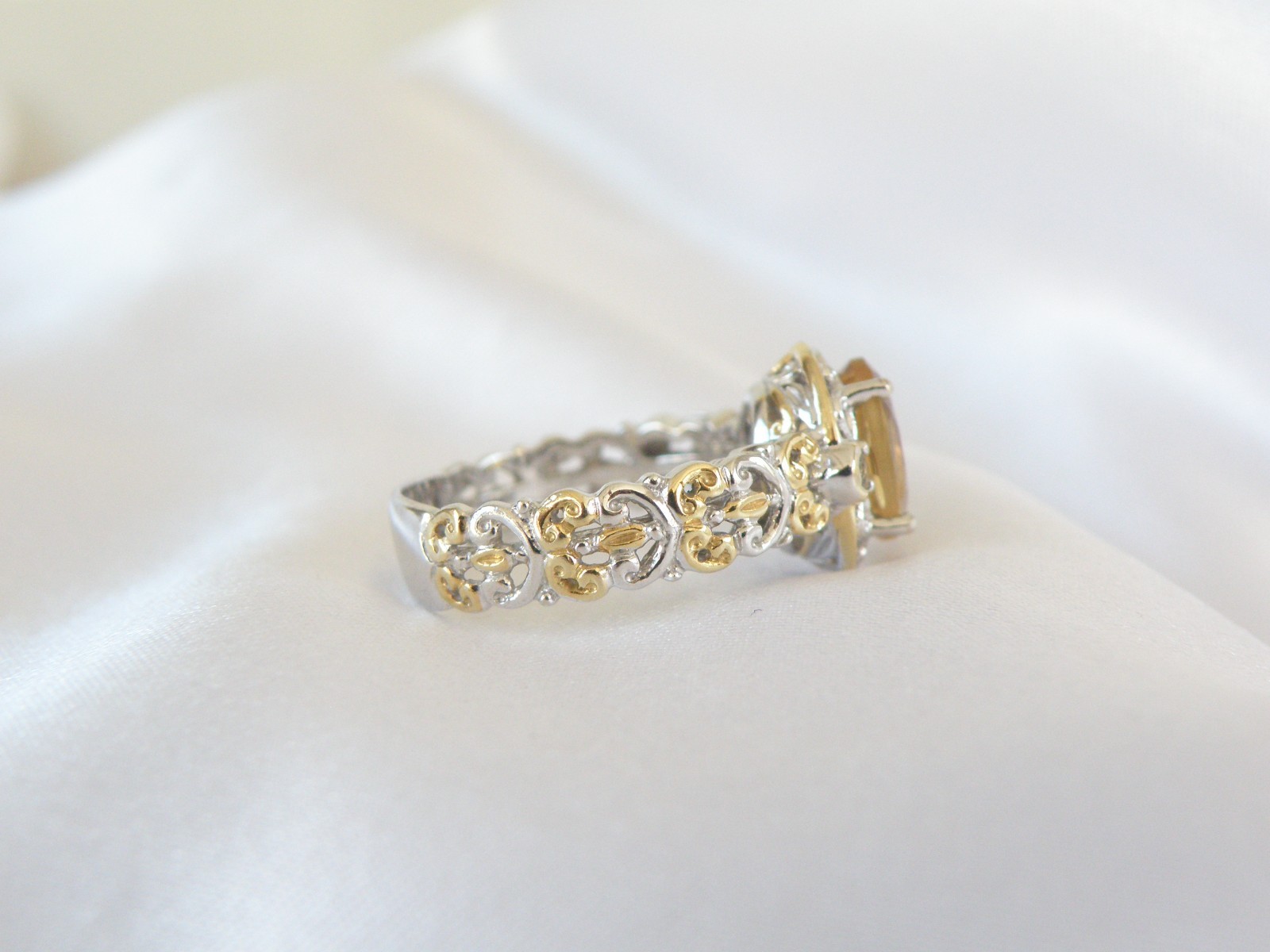 Gems En Vogue Sterling Silver 925 Golden Yellow Beryl Ring Size 7