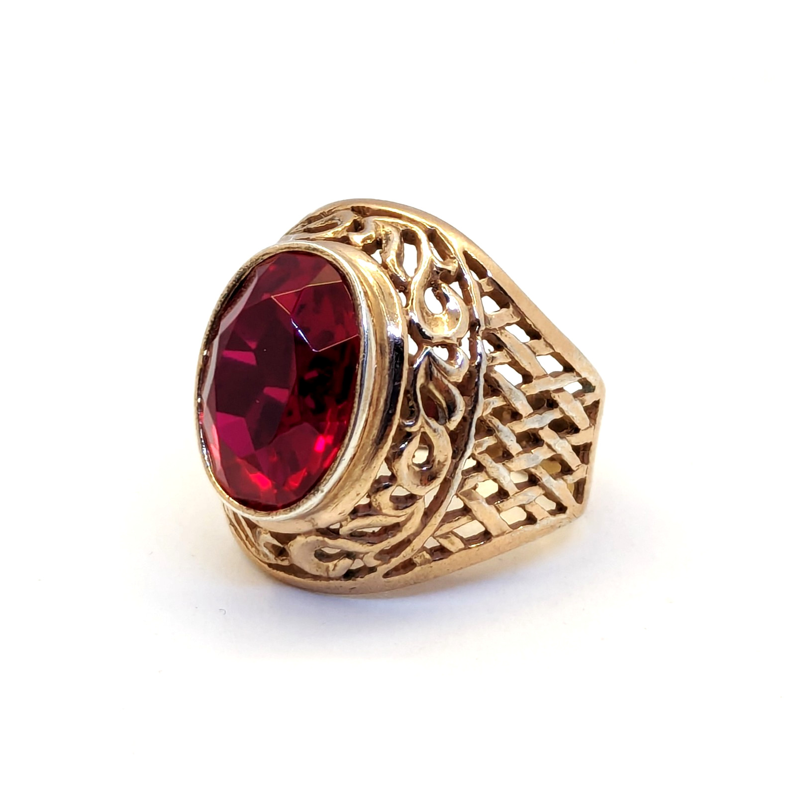 Vintage Soviet RING Silver⭐875 stamp Star USSR with Large Ruby -8US (18.5mm)| #8
