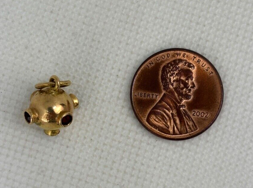 Vtg 18K GOLD Red Ruby Gemstone SPUTNIK Necklace PENDANT Bracelet CHARM