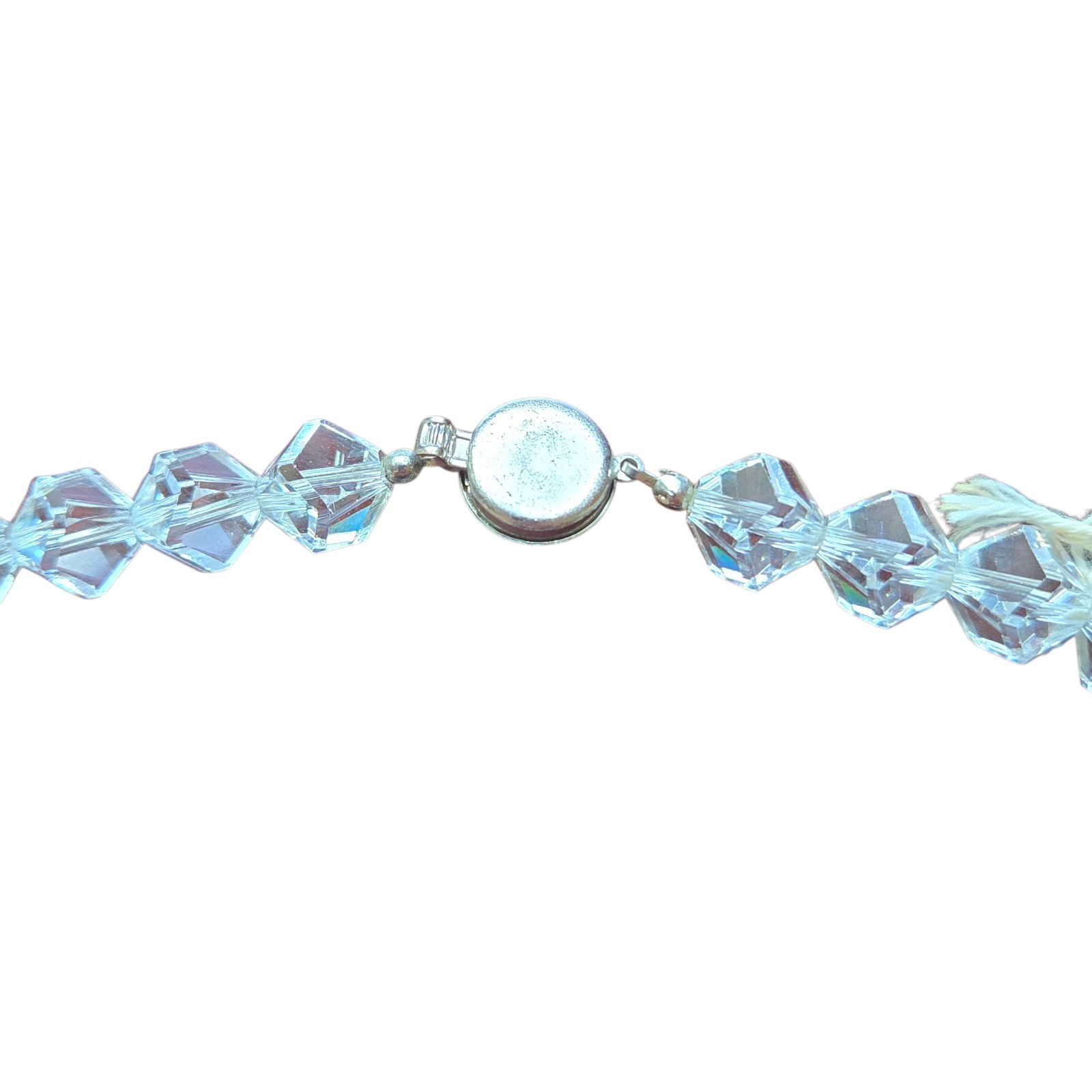 Vtg Austrian Crystal Glass Necklace Multi-faceted Bicone Beads Wedding Formal