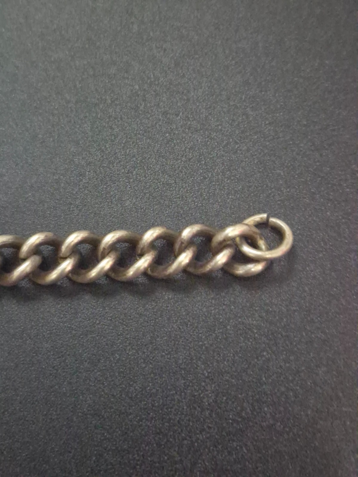 Vintage 1930s-1950s Sterling Silver Military ID Bracelet Curb Chain