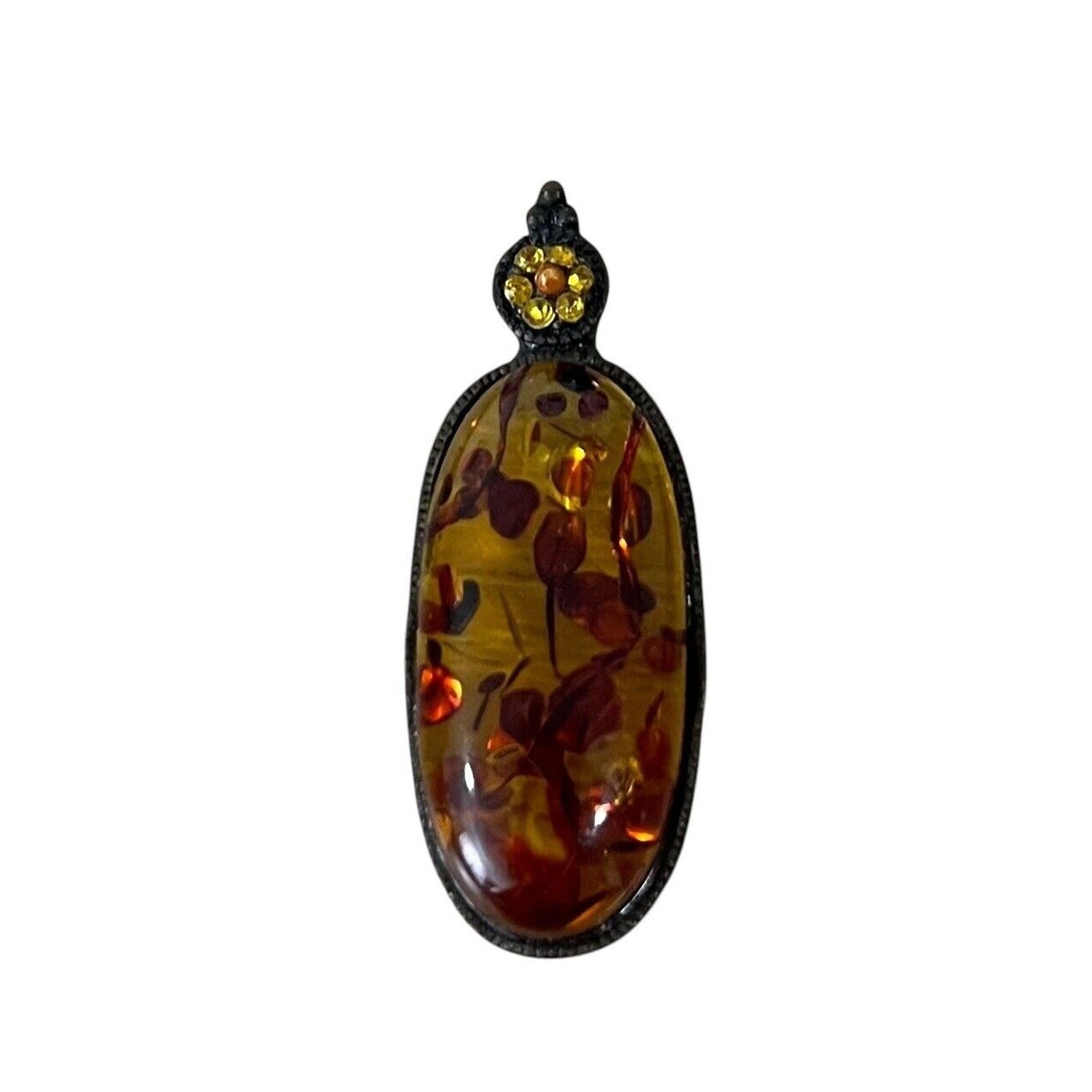 Vtg Amber Pendant Oval Orange Honey Baltic Gold Nineties Grunge Whimsygoth
