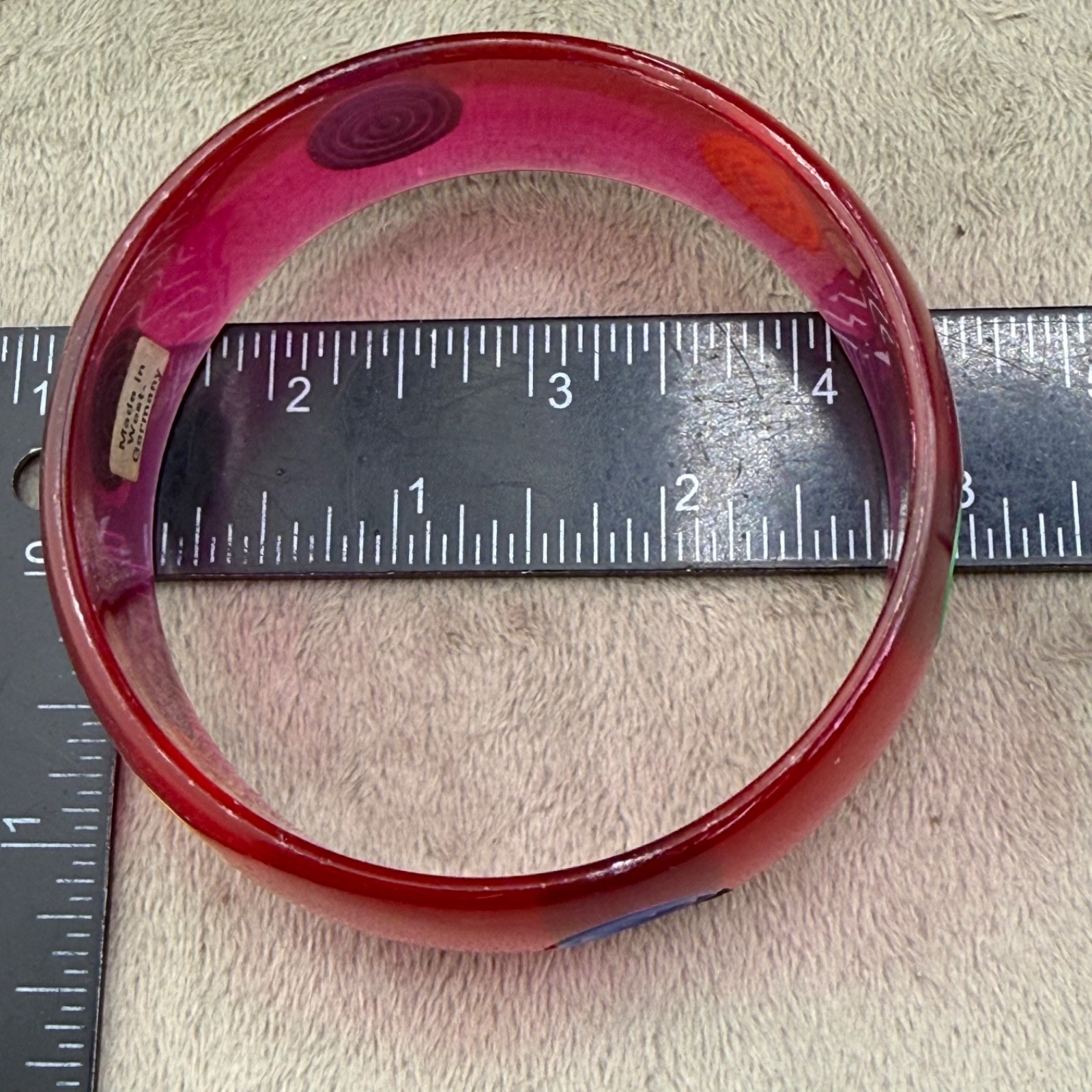 Vintage Western Germany Bangle Bracelet Retro Pink Acrylic 9”
