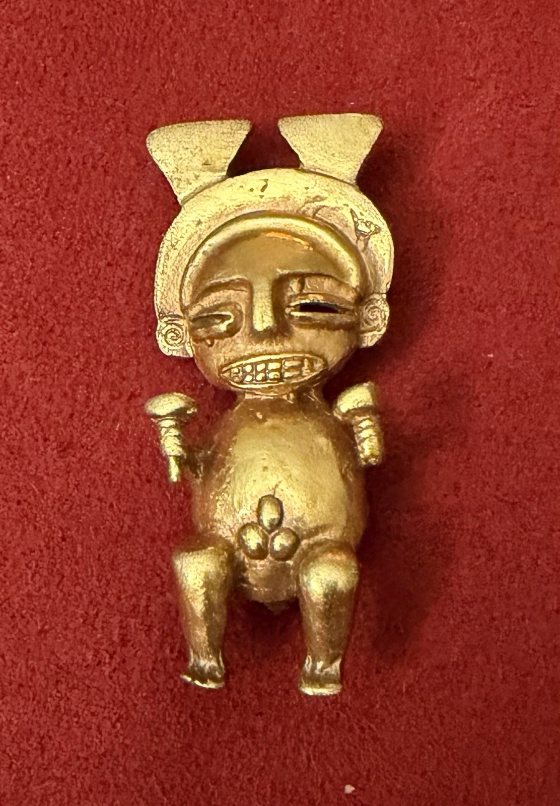 Vtg ALVA Museum Reproduction Pre Colombian Aztec Mayan Style Gold Tone Pin
