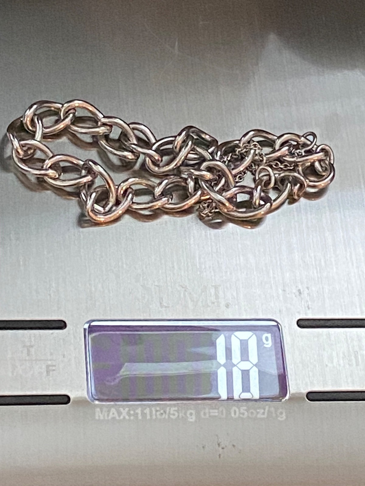 Vintage Large Link Starter Charm Bracelet Sterling Silver 7-1/4” unisex