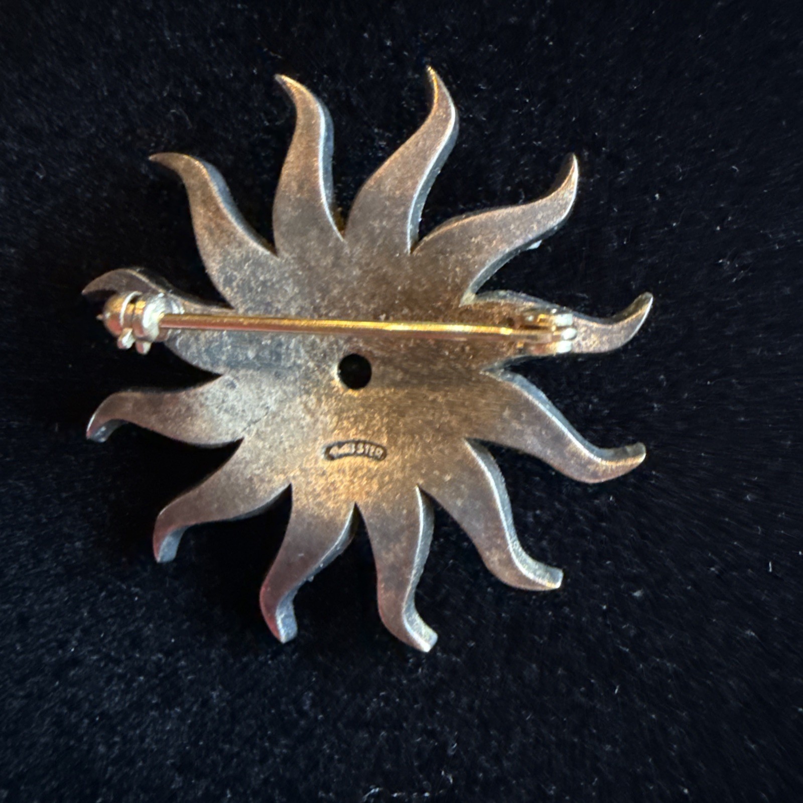 VTG Sterling Silver Brooch Sun Astrology Zodiac Birthstones Pin Month May Stone
