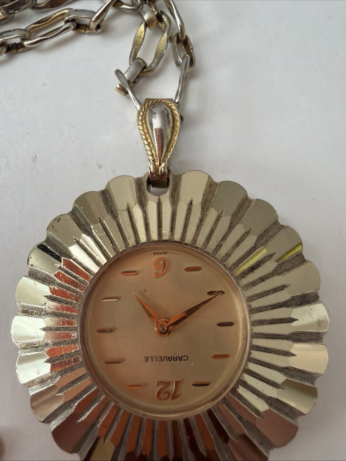 Vintage Caravelle Manual Wind Up Necklace Swiss Made Pendant Watch Works