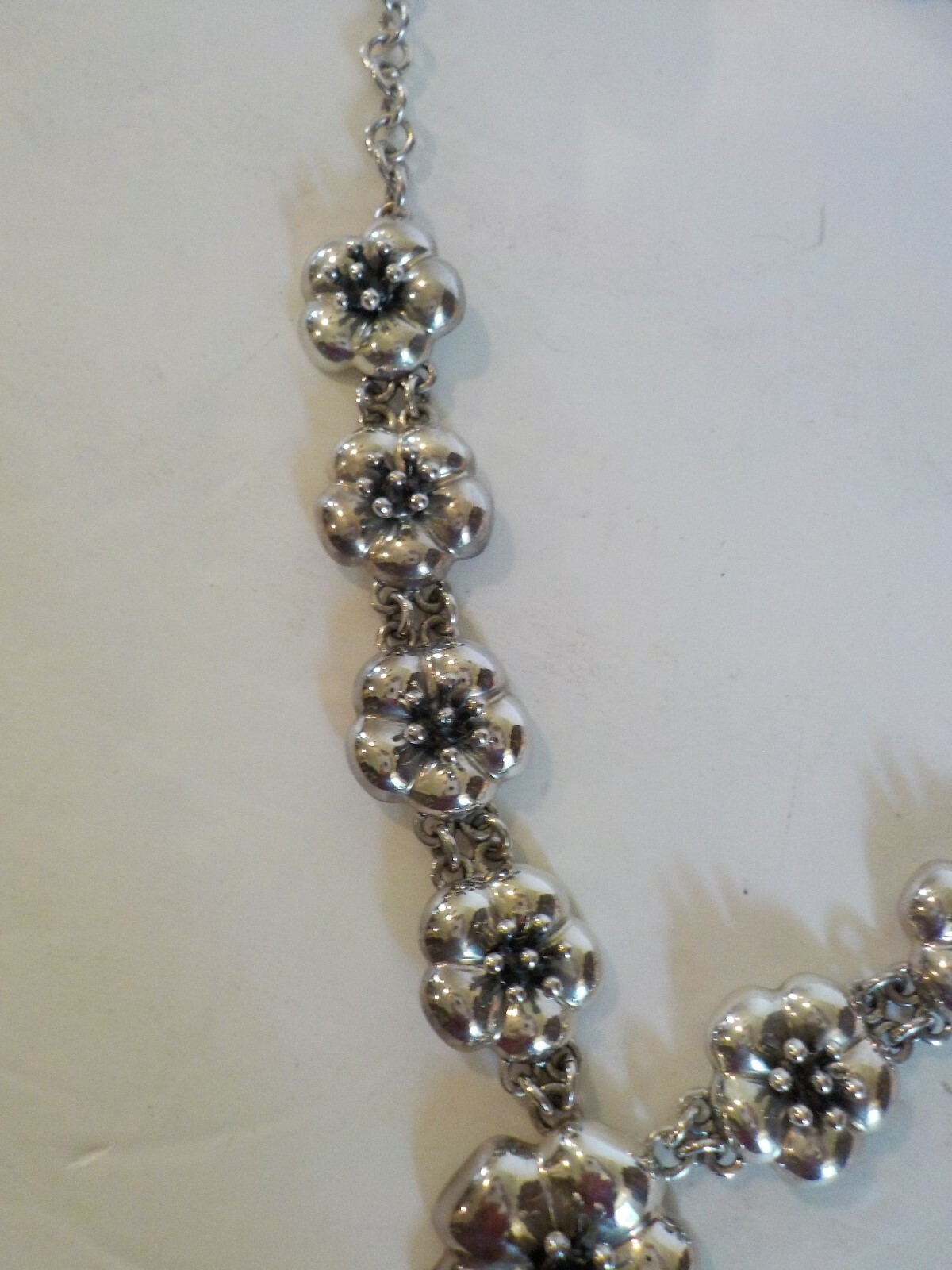 Vintage Mexico CIL Designer Sterling Silver Hibiscus Flower Necklace, 76 grams