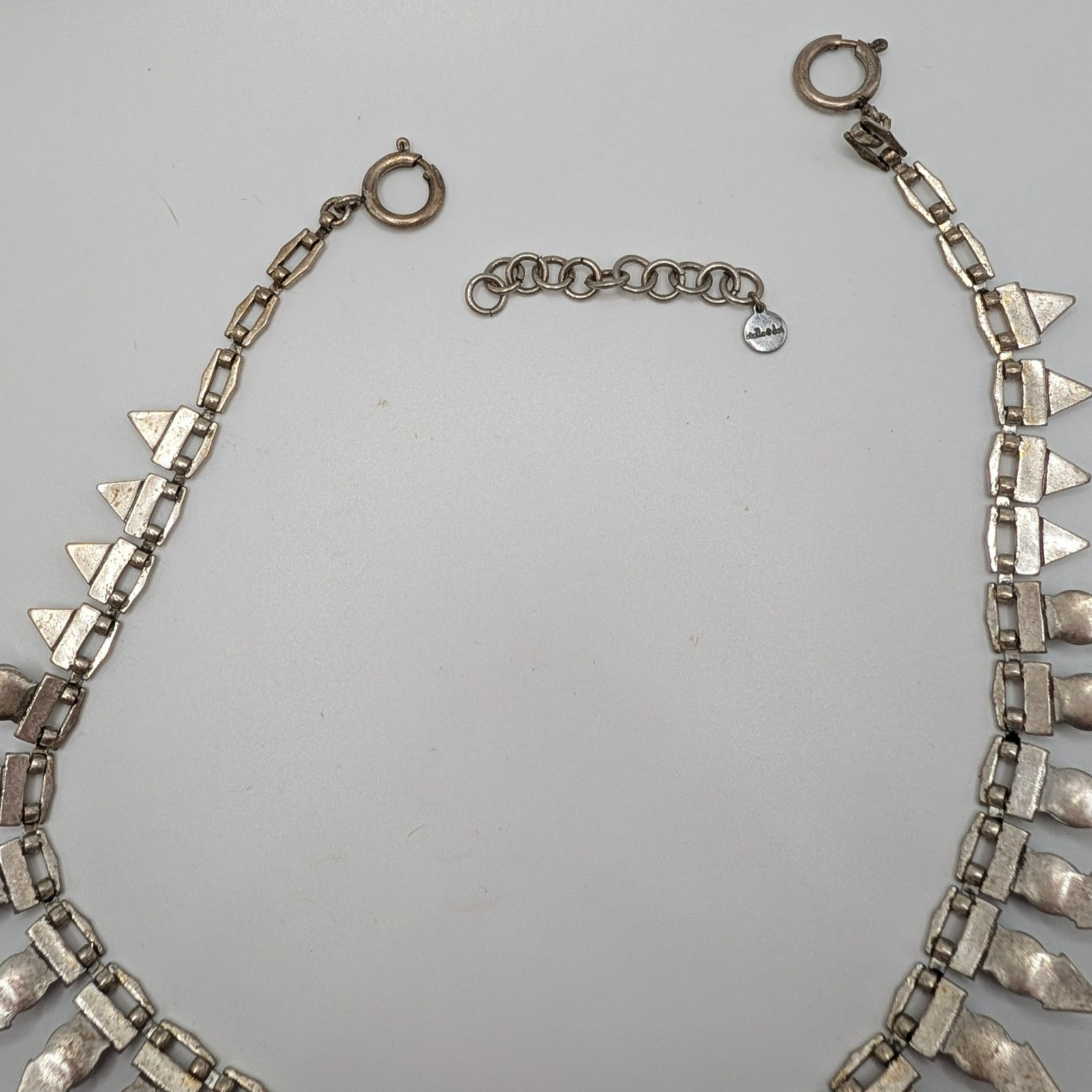 Stella & Dot Lynx 18″ Necklace & Earrings Silver-tone Spike Statement SET