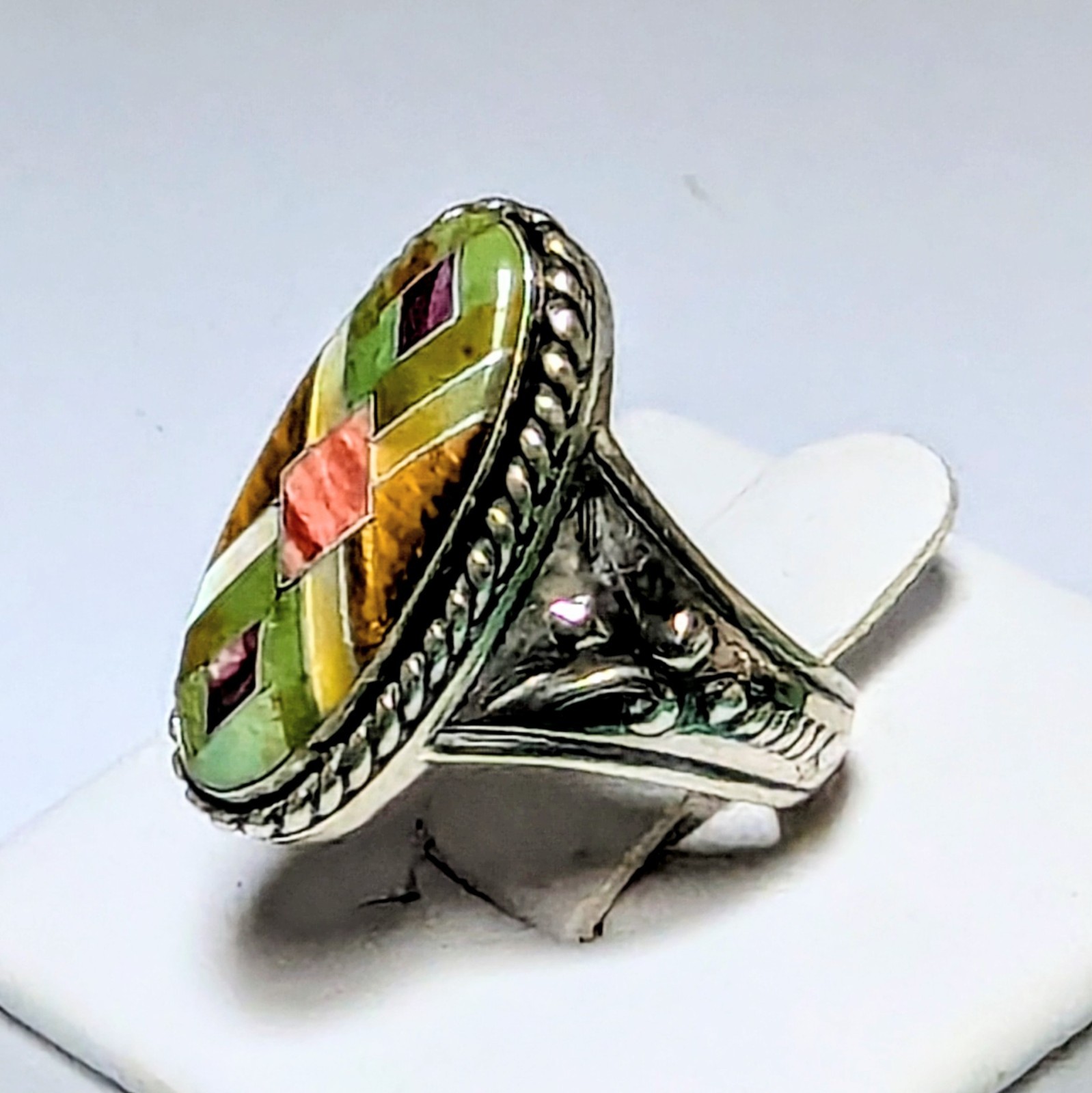 Carolyn Pollack Relios Sterling Silver Inlay Gemstone Ring 8.75