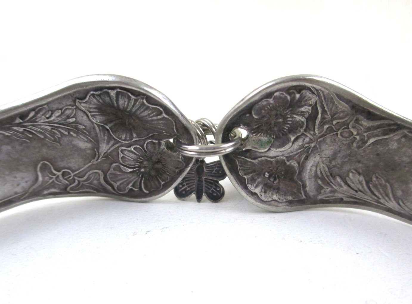 Vintage Oneida Spoon Bracelet Bridal Rose Poppy Flower Butterfly Mapleleaf Charm
