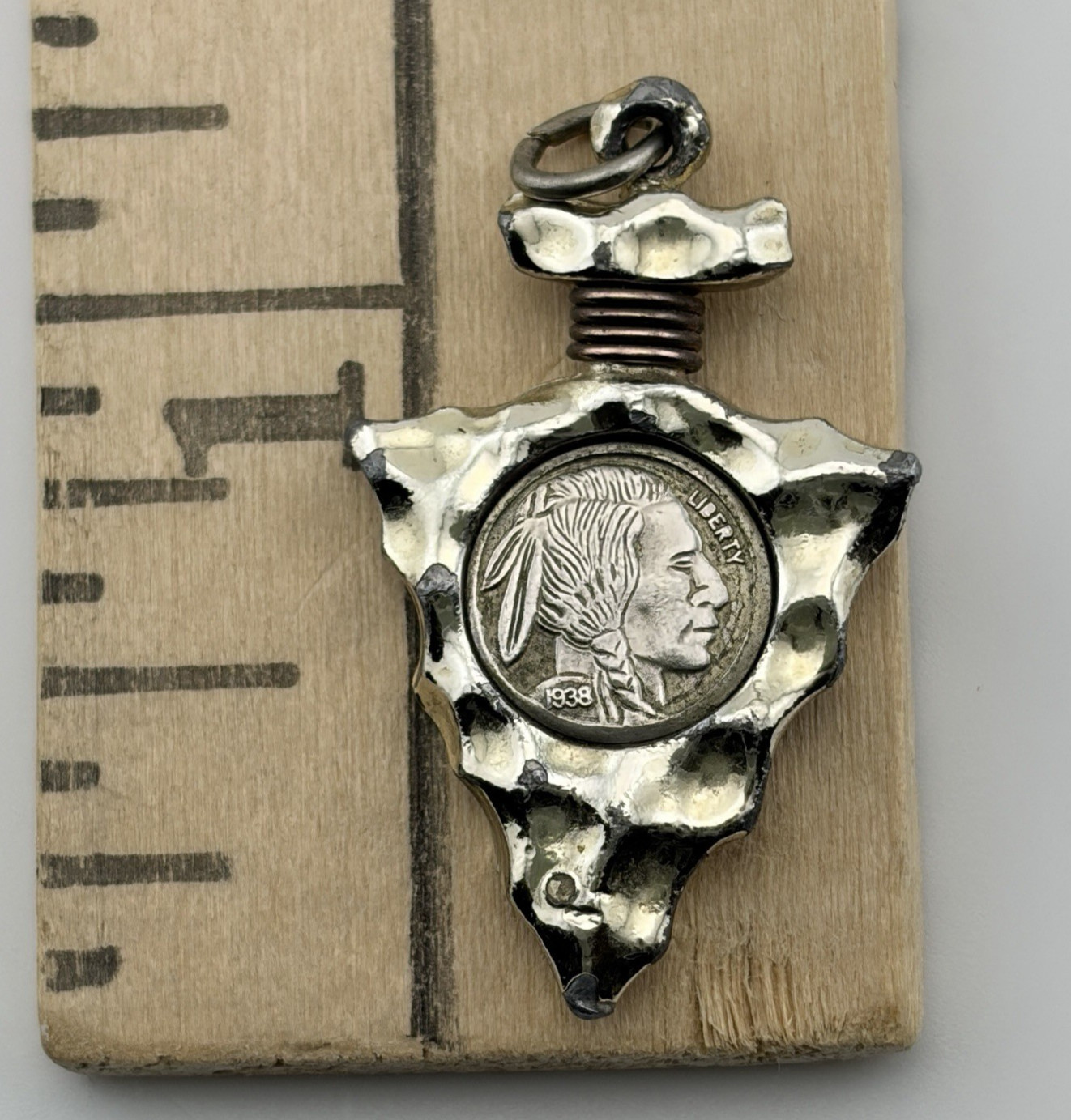 Vintage Miniature Indian Head BUFFALO NICKEL 1938 Arrowhead Pendant