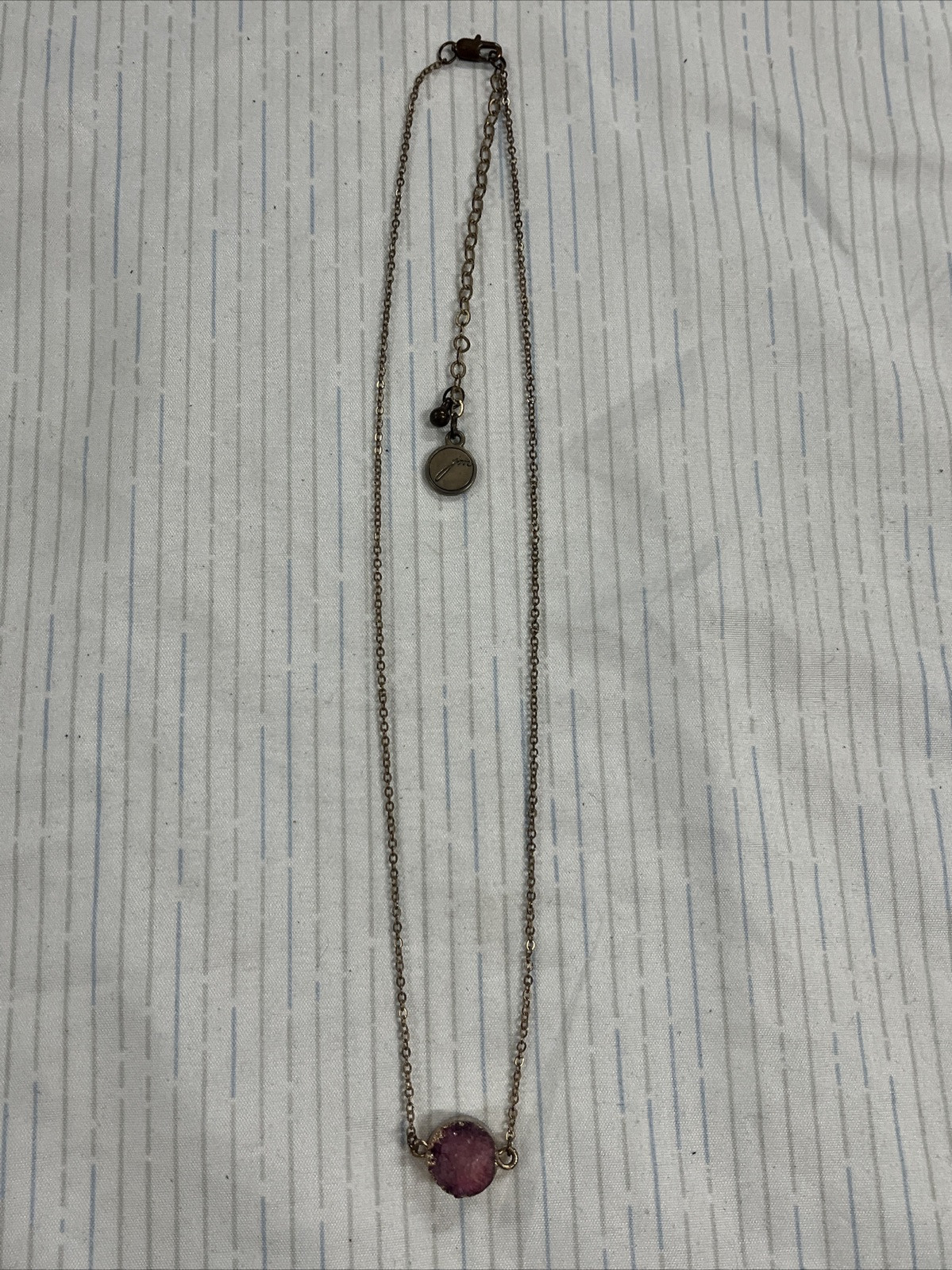 Vintage JM Amethyst Geode & Gold Tone Chain Necklace 22 Inch