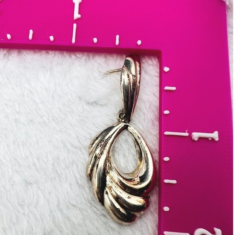 Vintage Sterling Silver Drop Earrings Swirl Sweeping Ribbon 7g 2X.75″