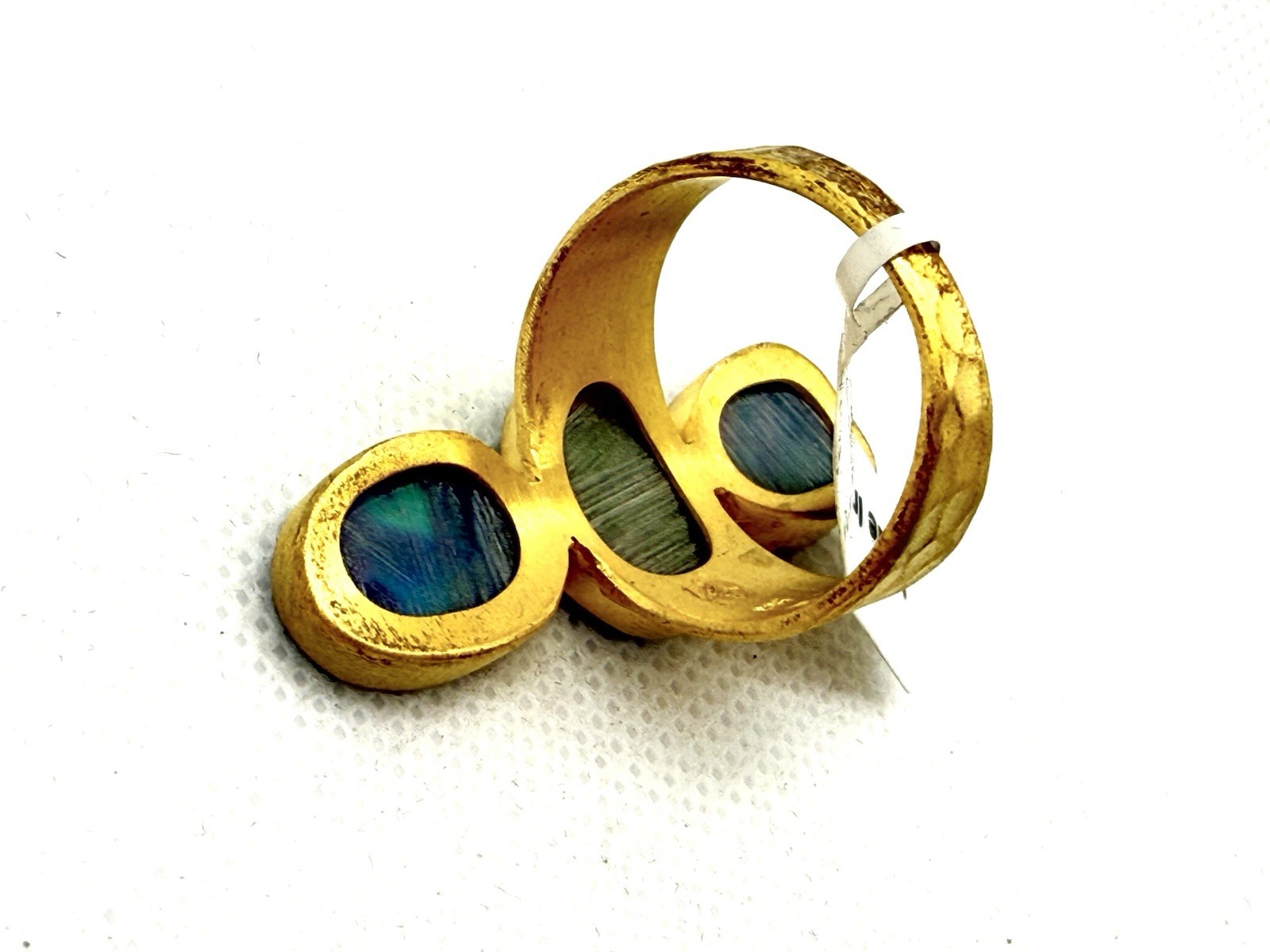 Gold Sterling Silver Ring Blue Purple Gemstone Large Statement Boho Sz 10