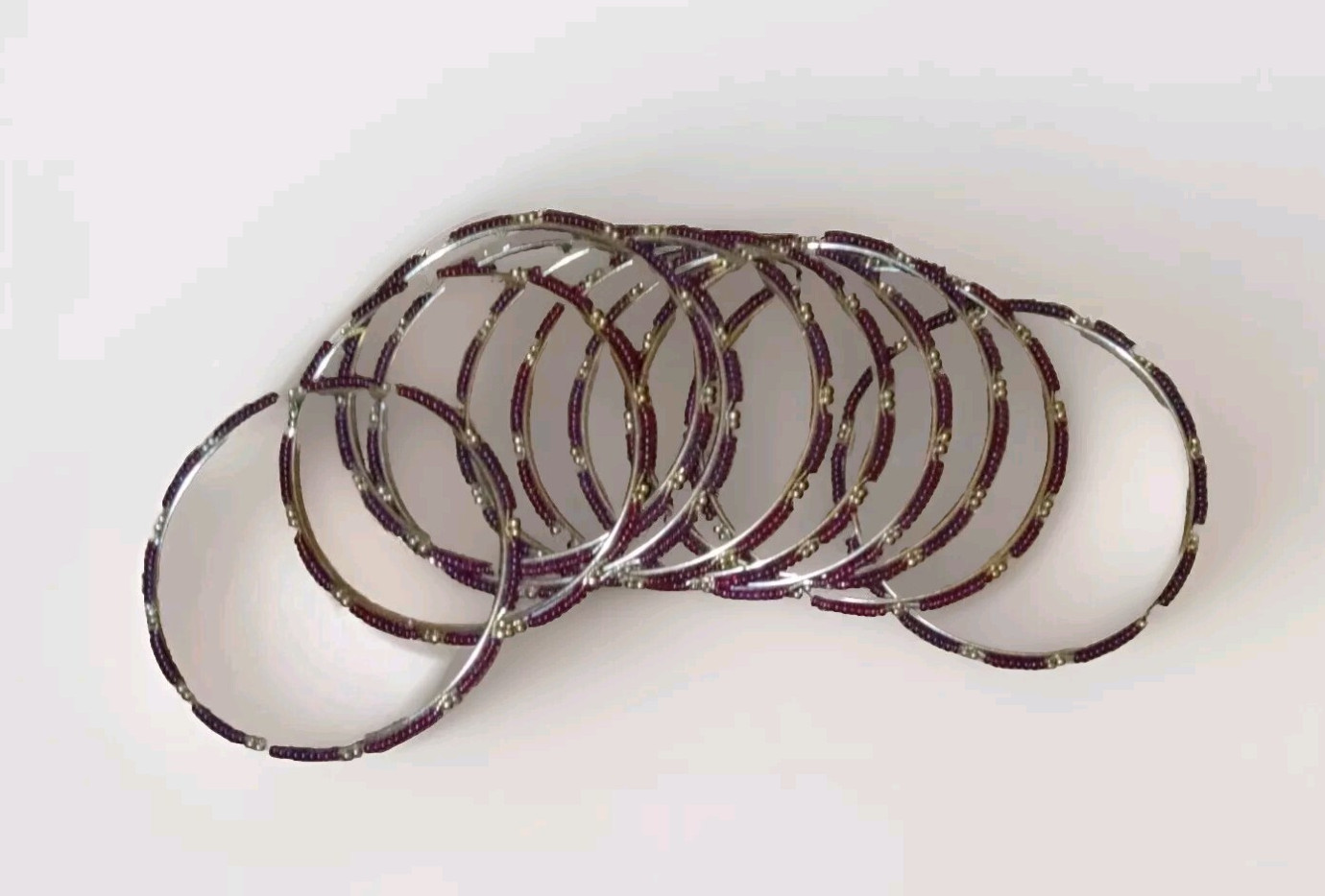 Women’s Bangle Bracelets Stackable Small Slender Beaded BOHO Set Of 10
