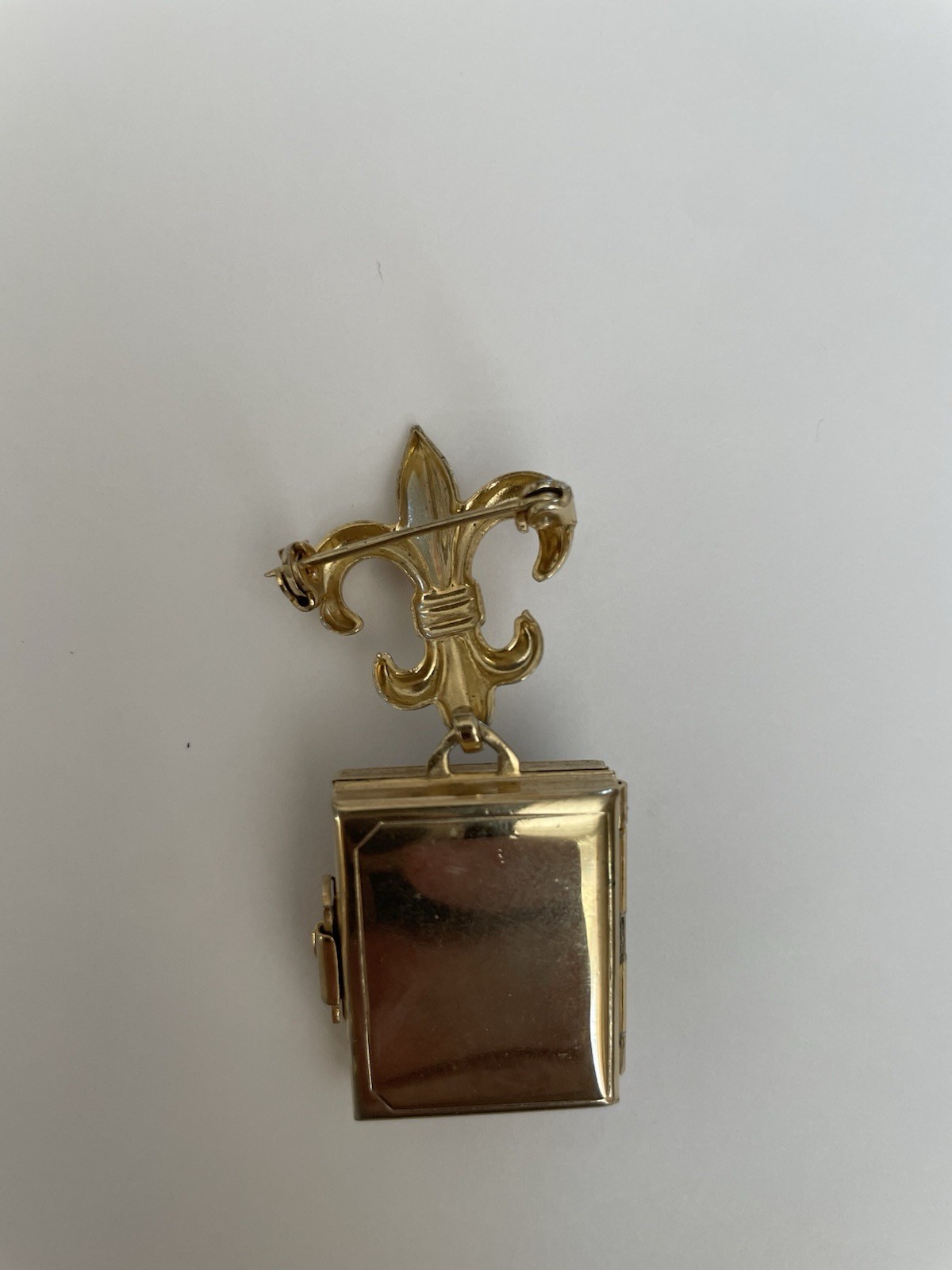 Vintage Pegasus Coro Fleur De Lis Expanding Photo Locket Brooch