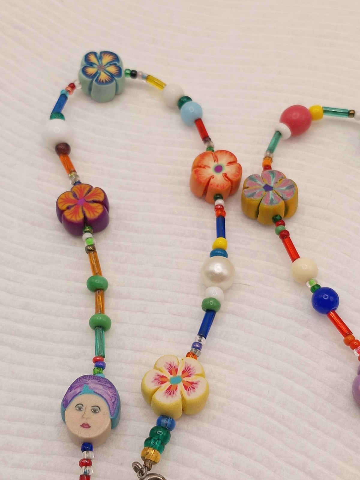 Vintage Multicolor Whimsical Rubber Glass& Acrylic Beaded Necklace 24″