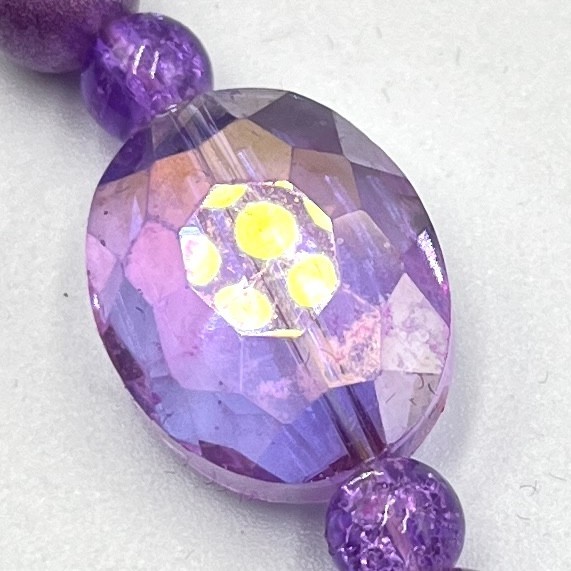 Vintage Retro Purple Multi-Stone Beaded Necklace Mixed Media Art Deco Style