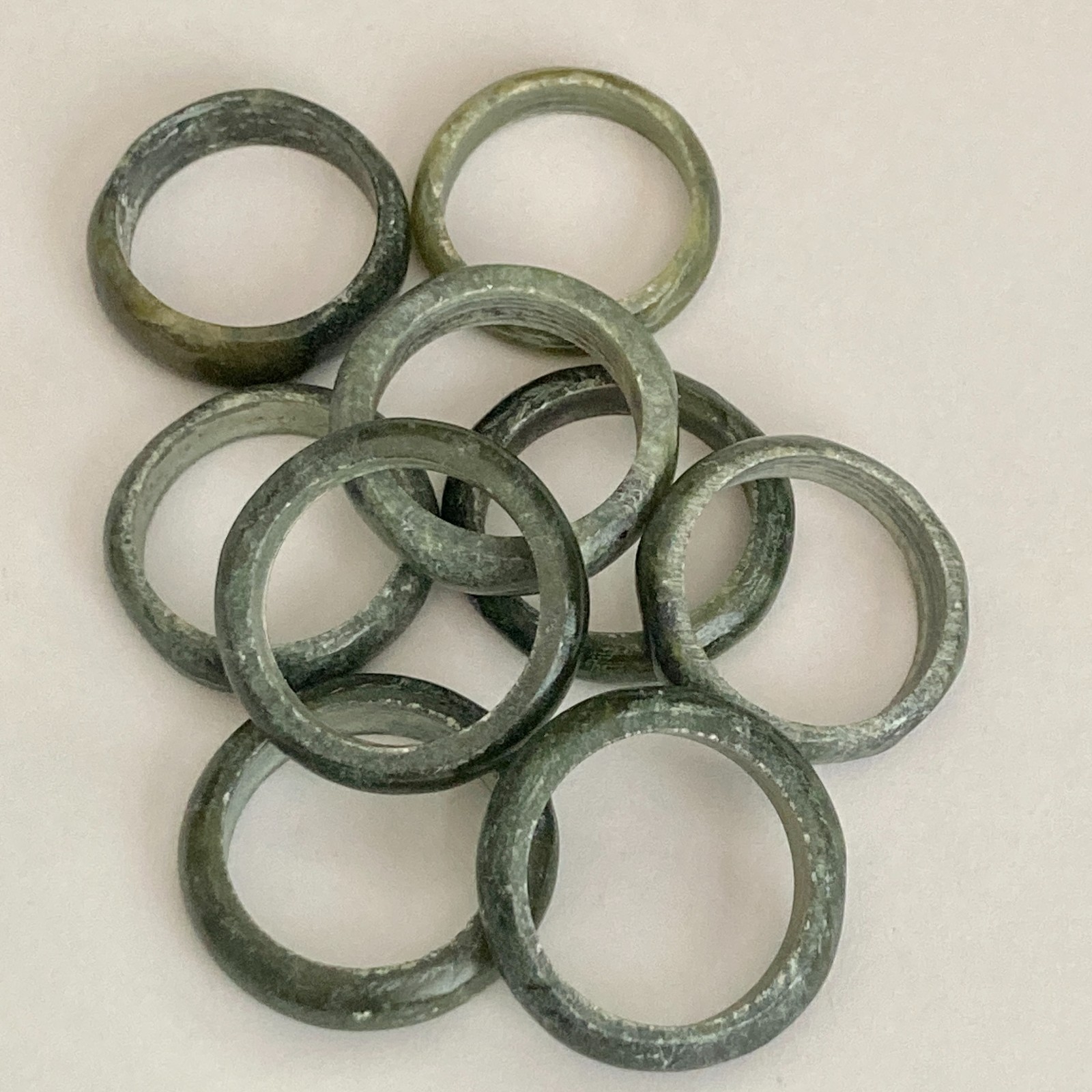 Vintage Natural Dark Green Jade Band Ring Size 9 Semiprecious Thick Stackable