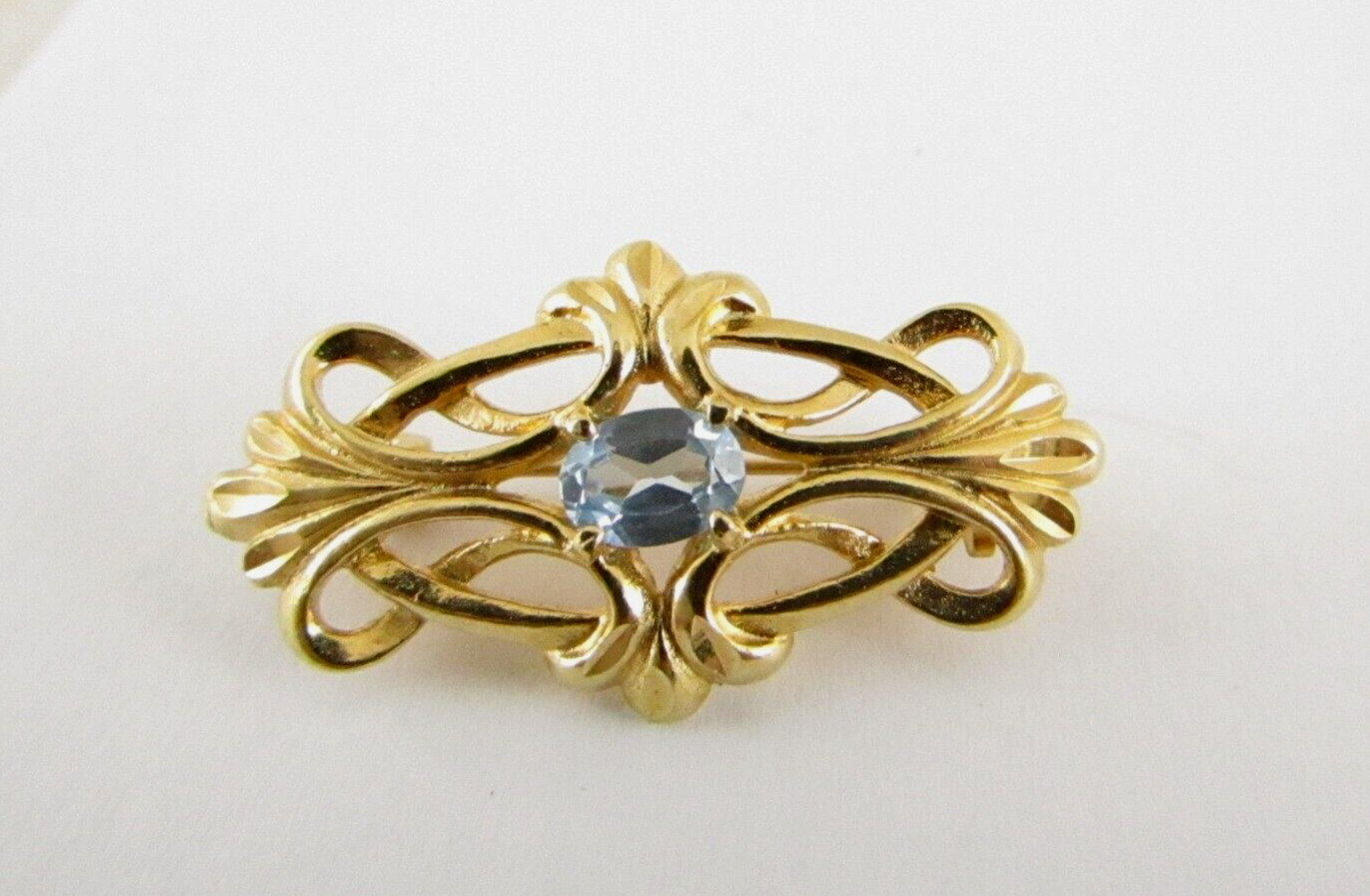 Blue Stone Leaves Art Nouveau Brooch Sterling Silver VTG Estate 1930’s-1950’s