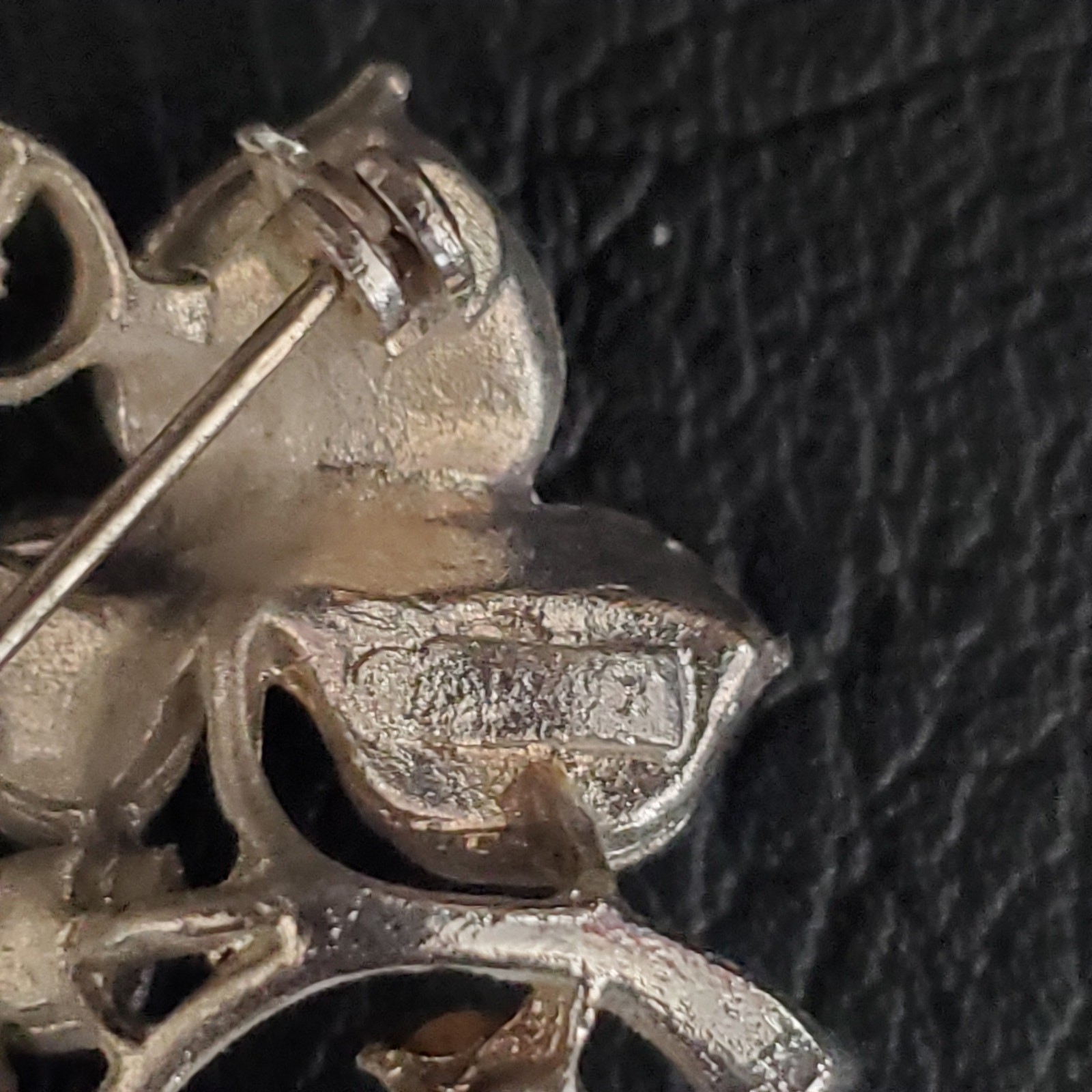 Vintage Grape Cluster Brooch Silver Tone with Rhinestones and Faux Pearls