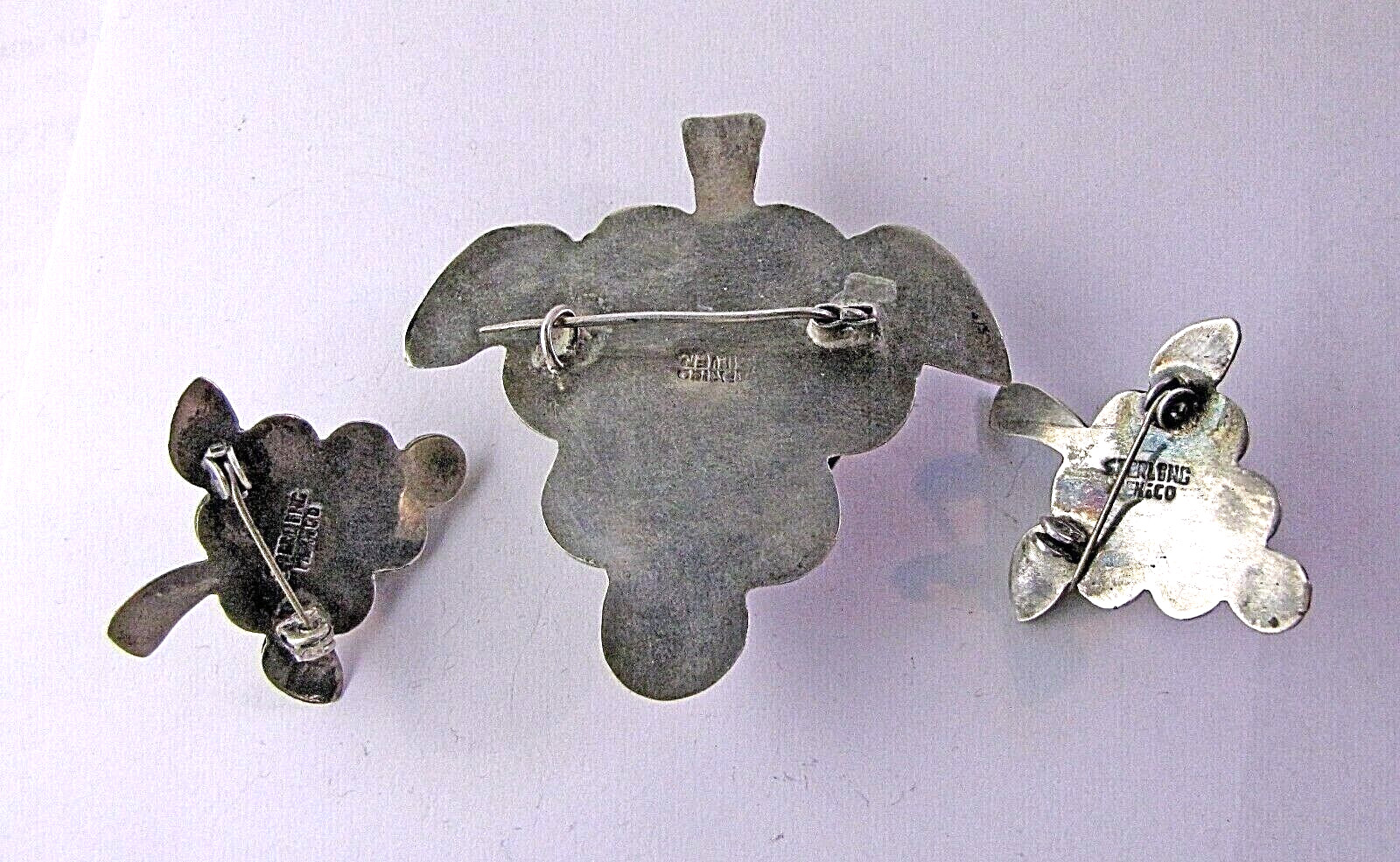 Grape Clusters Brooch Set 3Pc Vintage Sterling Silver Mexico Pin