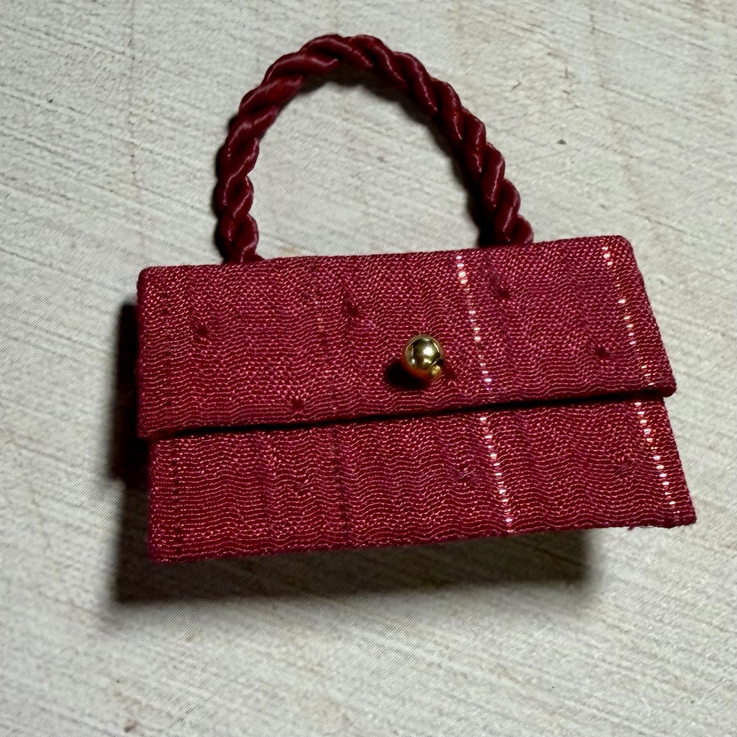 Lot Of 2 Vintage Red Handbag Brooches 1 Enamel & Rhinestone 1 Wymsical Women
