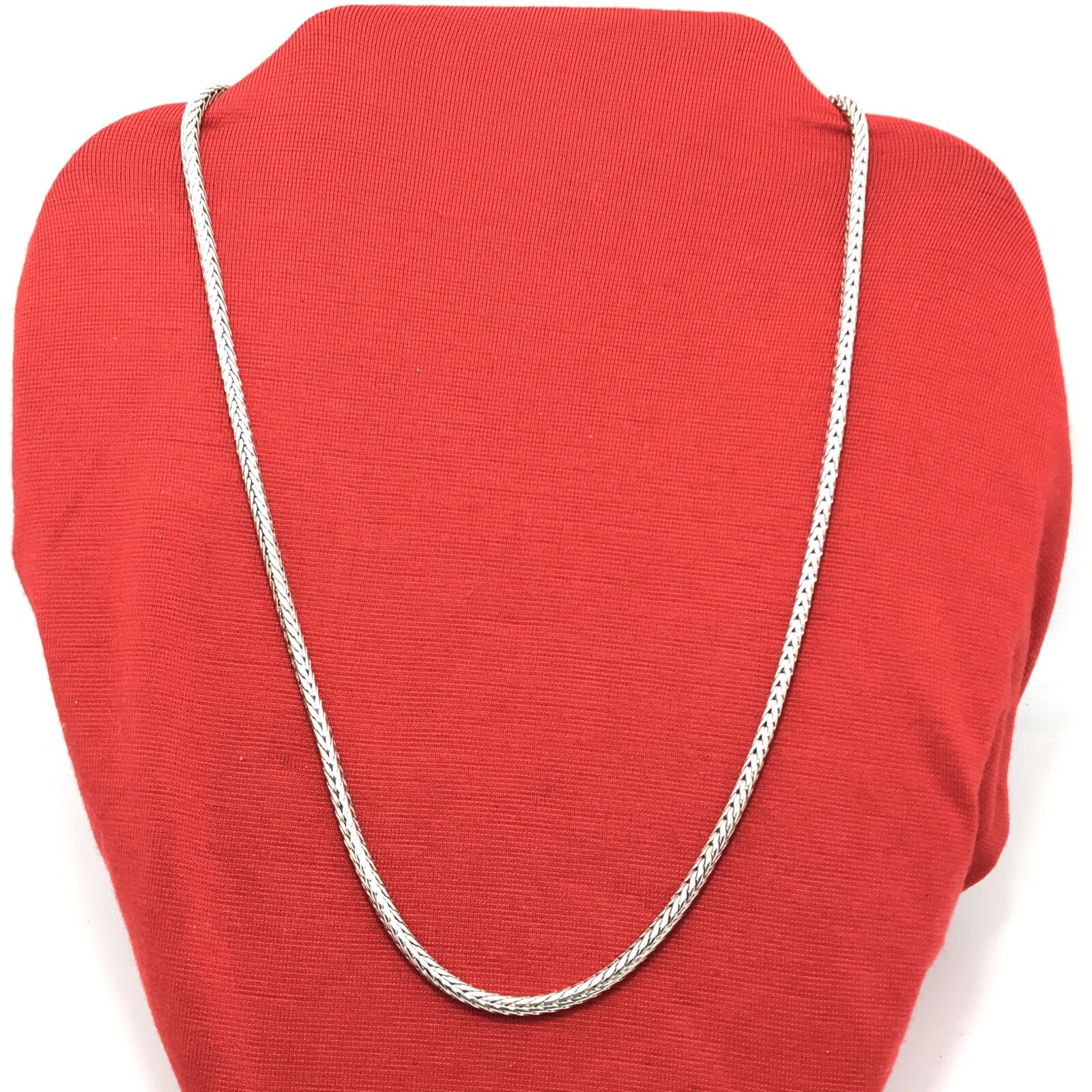 Vintage 3 mm Silver tone 20″ Spiga / Wheat Chain Necklace