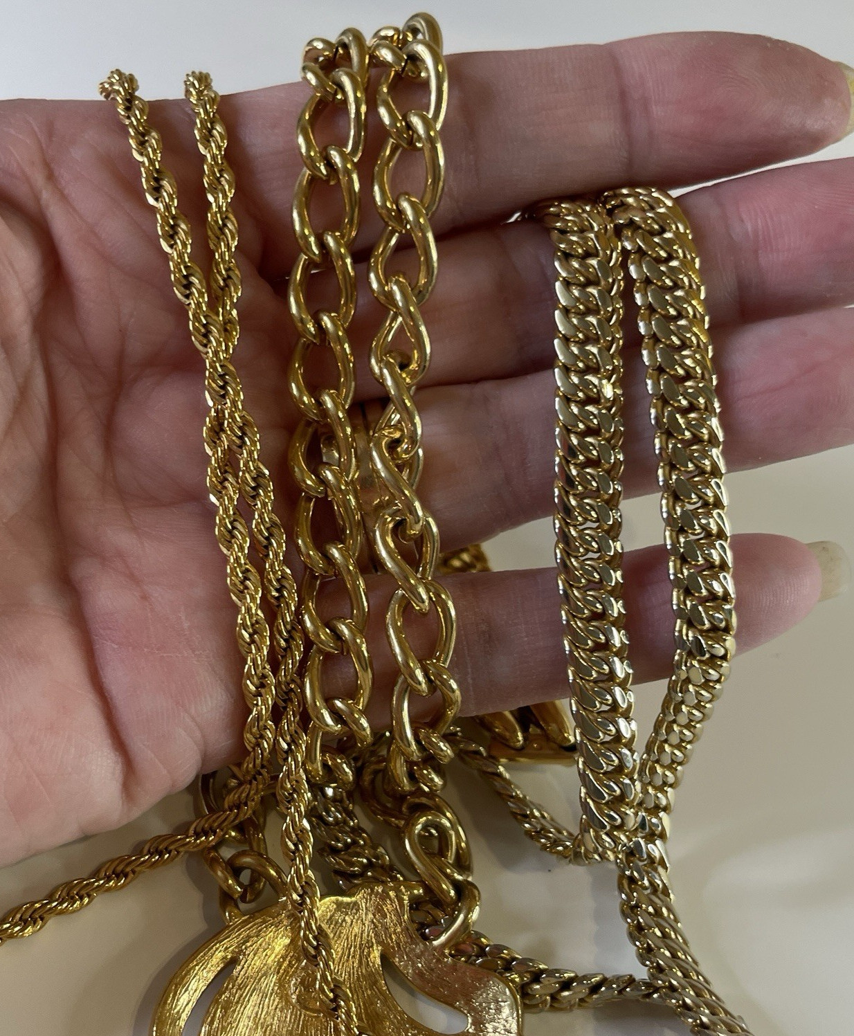 Vtg NAPIER Choker NECKLACE LOT Enamel Rope Chain Heavy Classic 3 Pieces 18″-24″