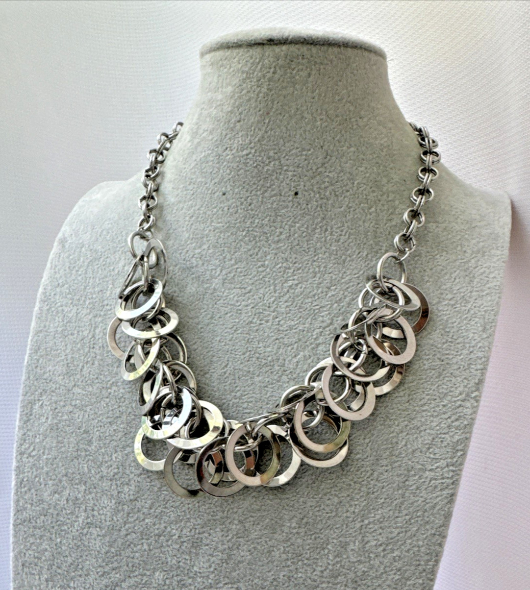 Vtg CHUNKY 1990s 80s y2k statement Brutalist Metal Modernist Necklace Unique