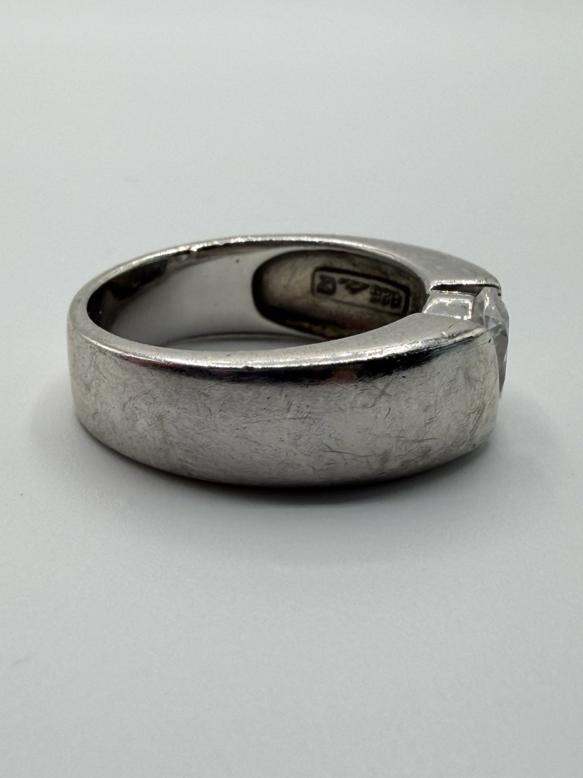 Sterling Silver Band With Tension Set CZ Modernist 925 Band size 8 US